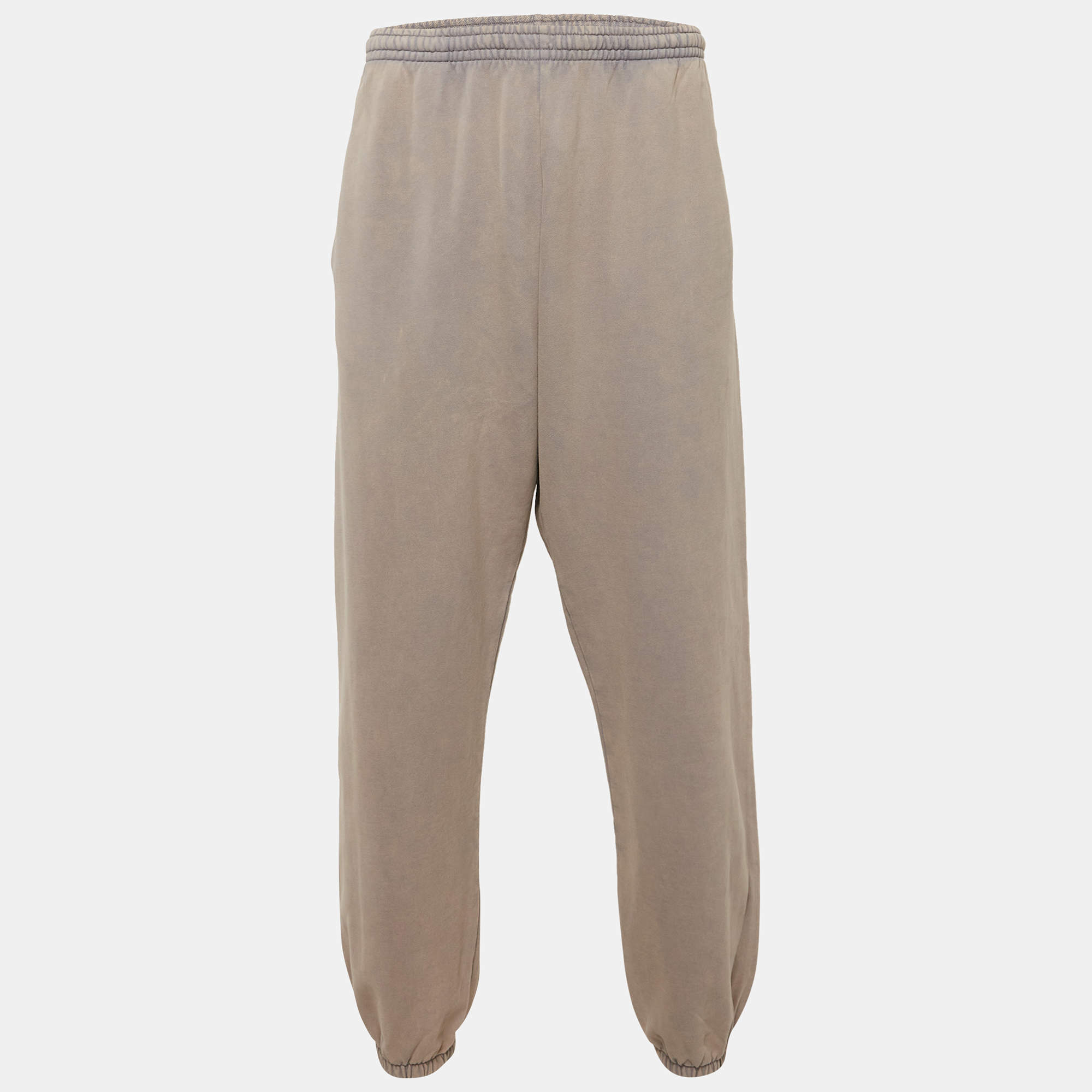 Pre Owned Acne Studios Light Taupe Cotton Jersey Washed Fleece Sweatpants L