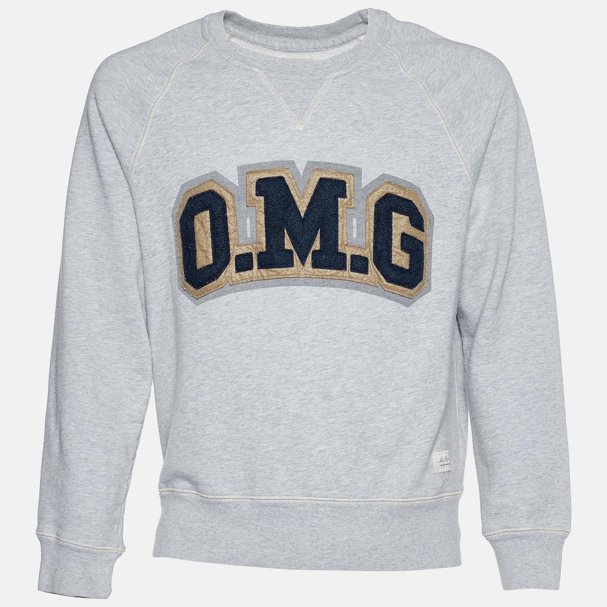 Pre Owned Acne Studios Grey Cotton Knit OMG Sweatshirt XL