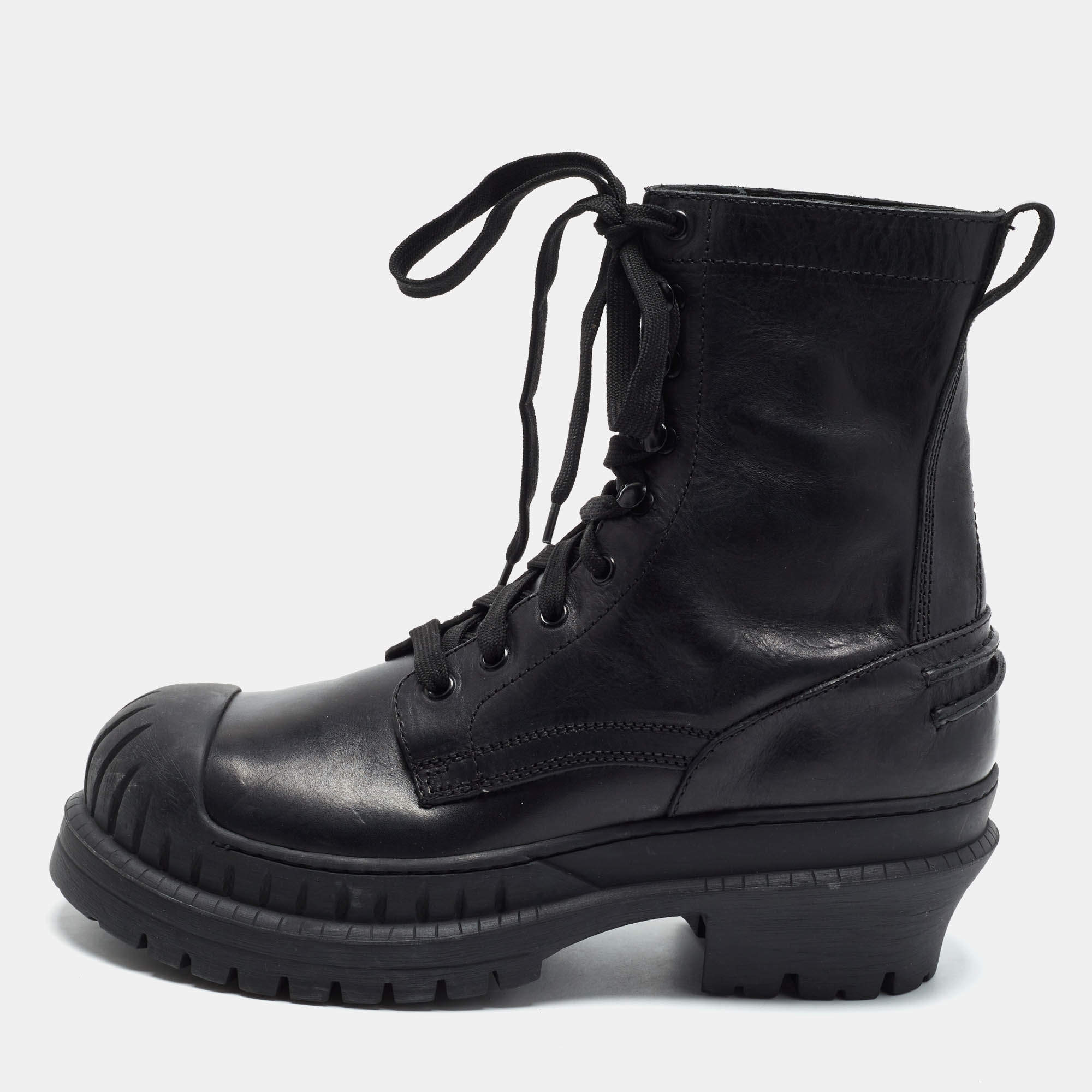 Pre Owned Acne Studios Size 41 Black Leather Combat Boots