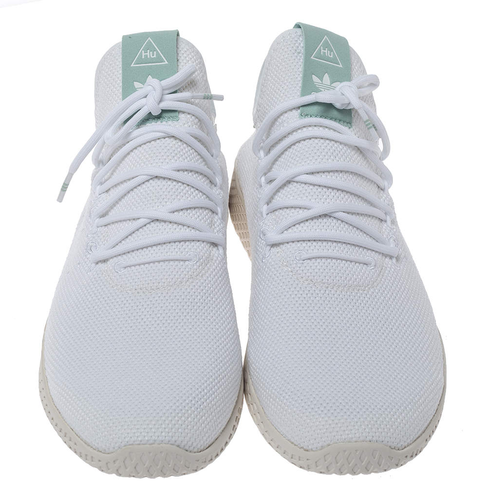 Adidas White Cotton Knit Pharrell Williams Tennis Hu Sneakers Size