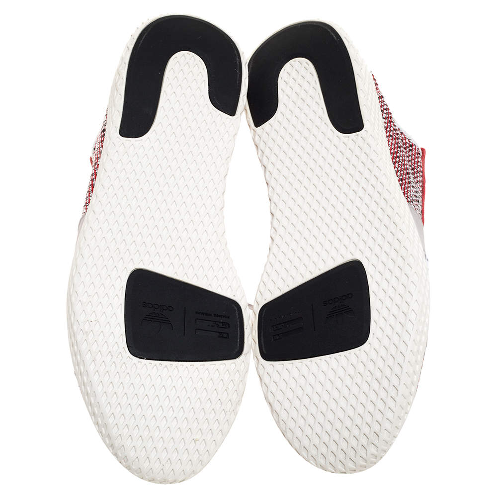 Pre Owned Pharrell Williams x Adidas Red/White Knit Fabric Solar Hu Sneakers Size 46