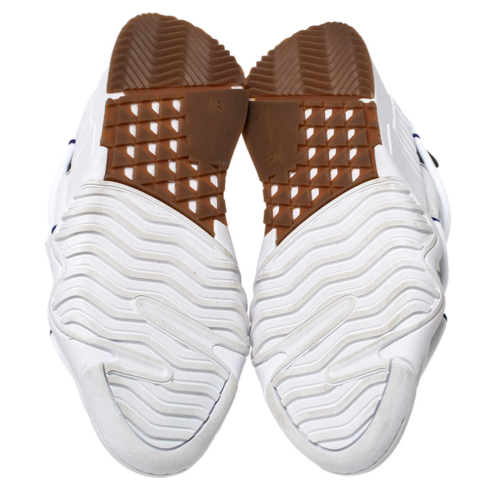 Pre Owned Adidas Originals by Alexander Wang White/Green Leather And Knit Fabric Puffer Trainer High-Top Sneakers Size 42
