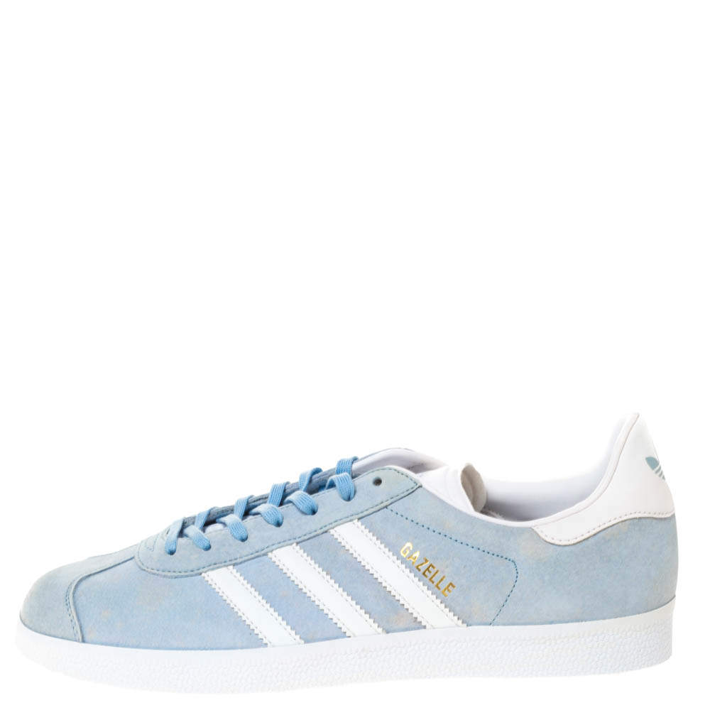 Adidas Light Blue/White Nubuck And Leather Gazelle Sneaker Size 46.5 Adidas  | TLC