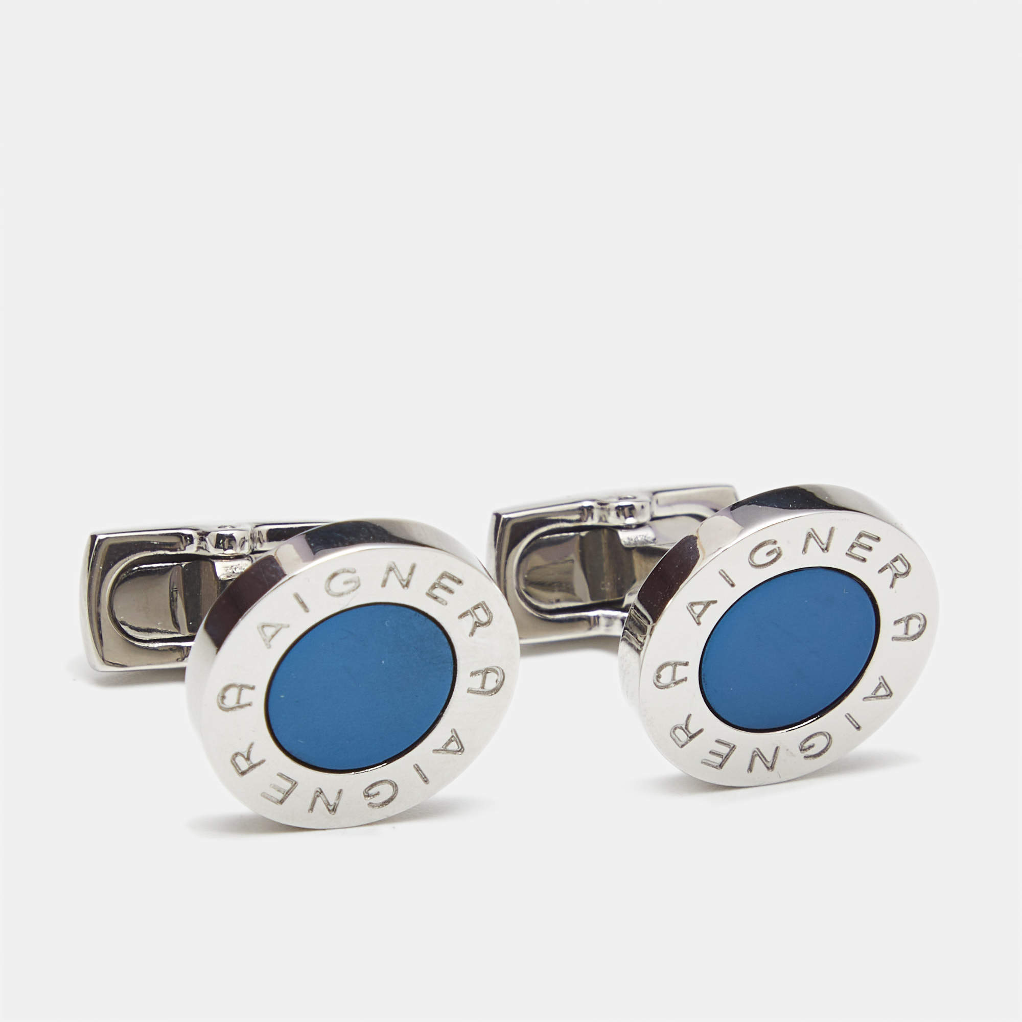 Pre Owned Aigner Stainless Steel Cufflinks