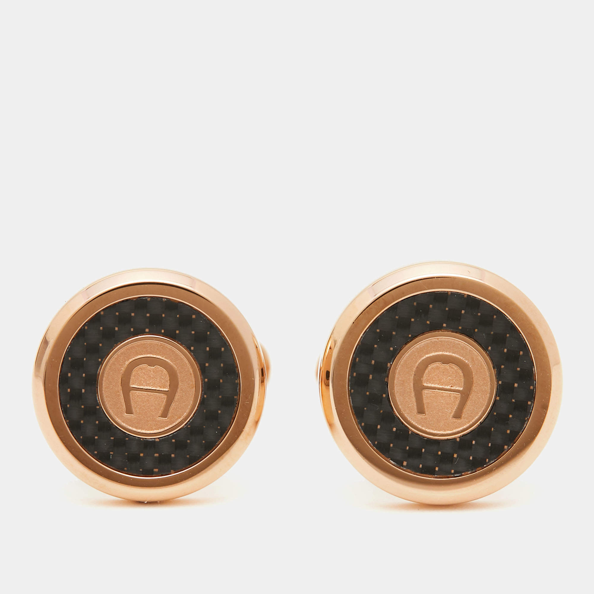 Aigner  Enamel Gold Tone Cufflinks