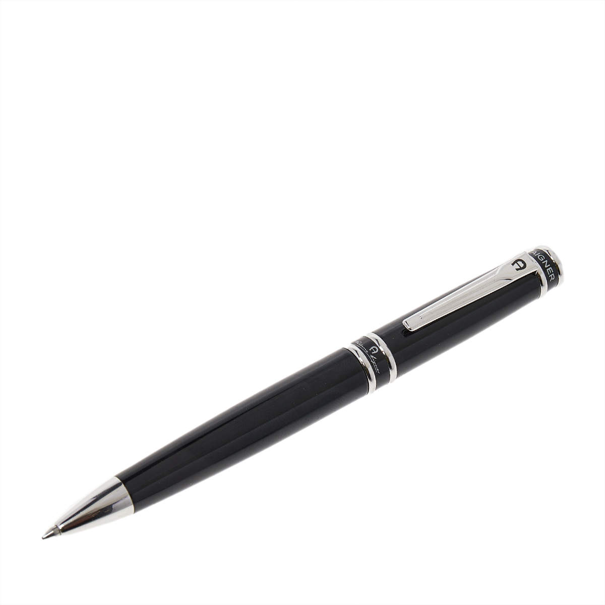 Aigner Black Resin Silver Tone Ballpoint Pen Aigner TLC