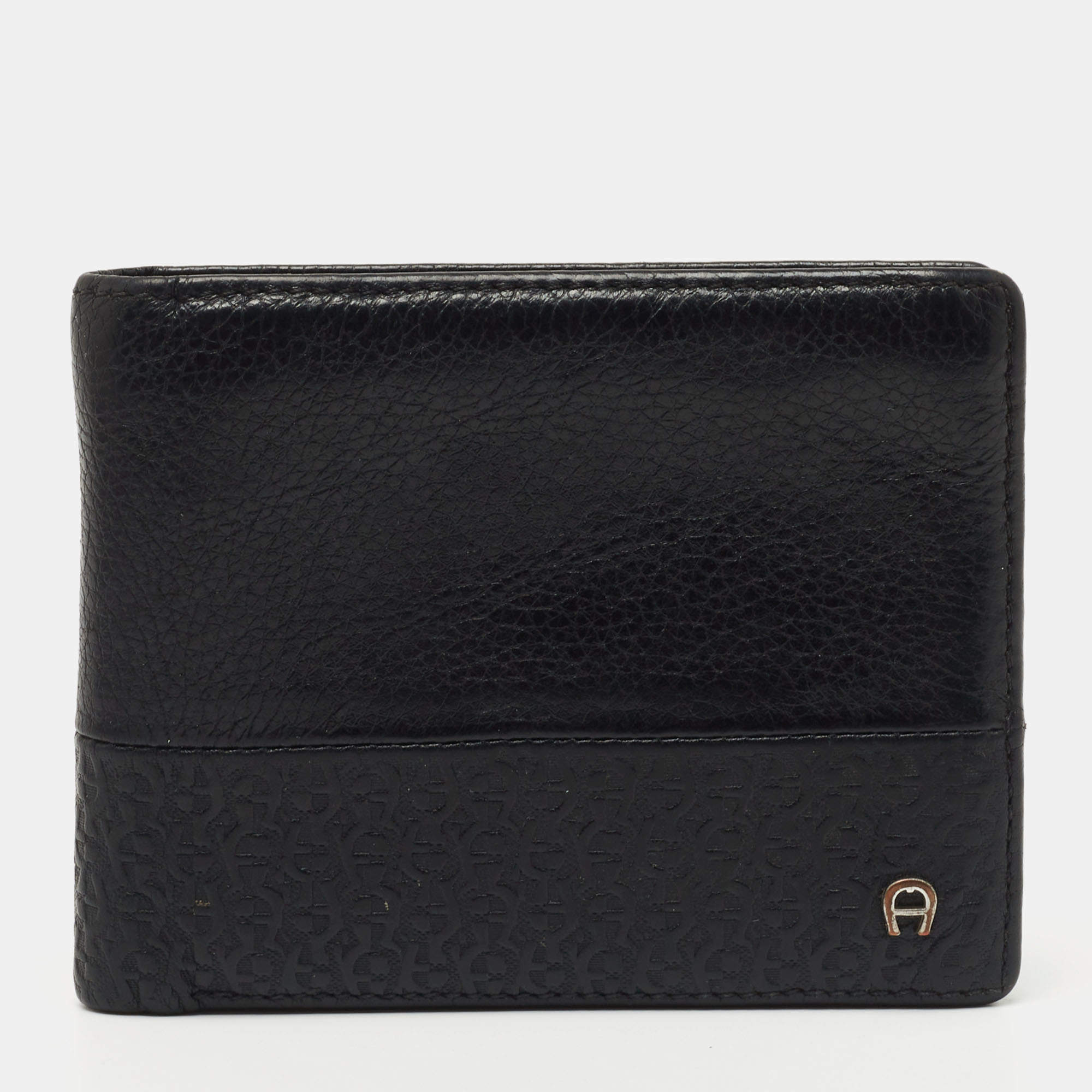 Aigner Black Leather Bifold Wallet