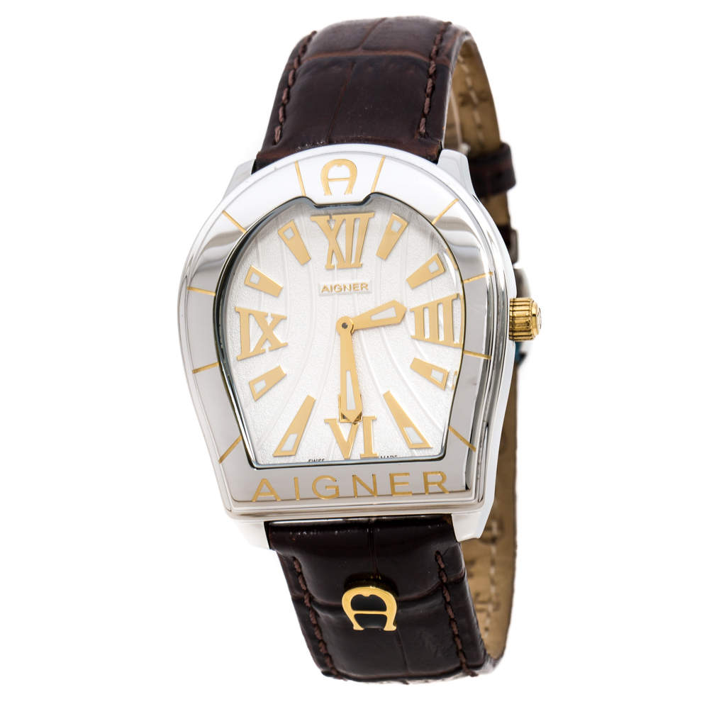 ساعة يد نسائية أيغنر فيرونا A48000 ستانلس ستيل ثنائي اللون فضية 39 مم
