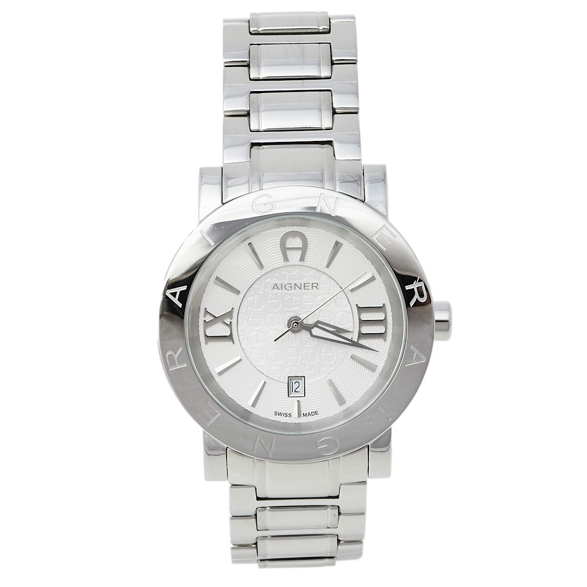 مملوكة مسبقًا Aigner Silver Stainless Steel Cortina A26000 Men's Wristwatch 41 mm