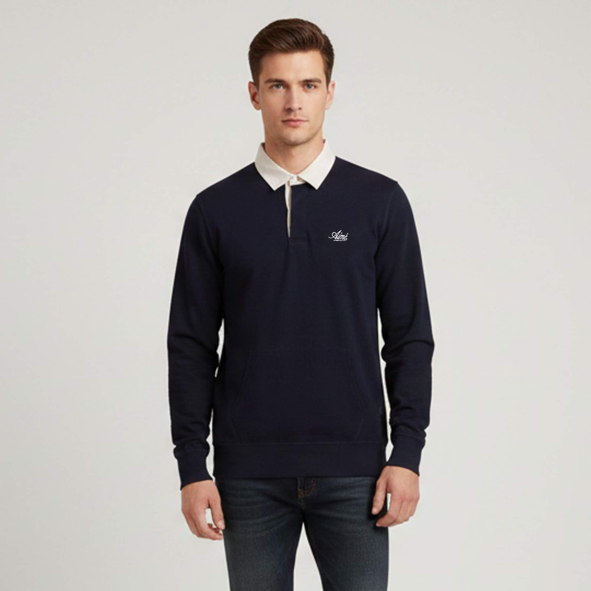 Pre Owned Aime Leon Dore Navy Blue Long Sleeve Sweater M