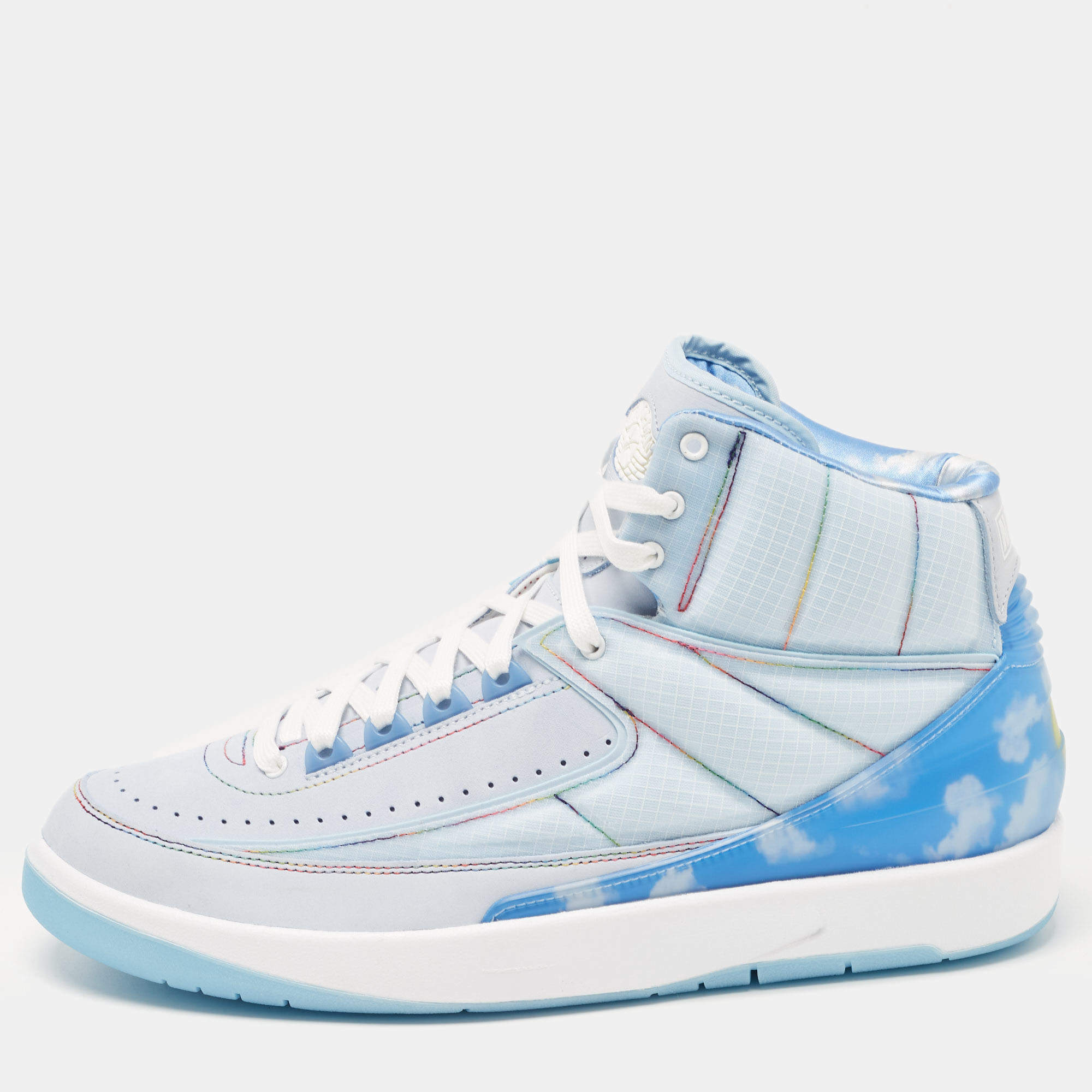 Air jordan Blue/White Nylon and PVC Jordan Retro J Balvin  High Top Sneakers Size 44.5