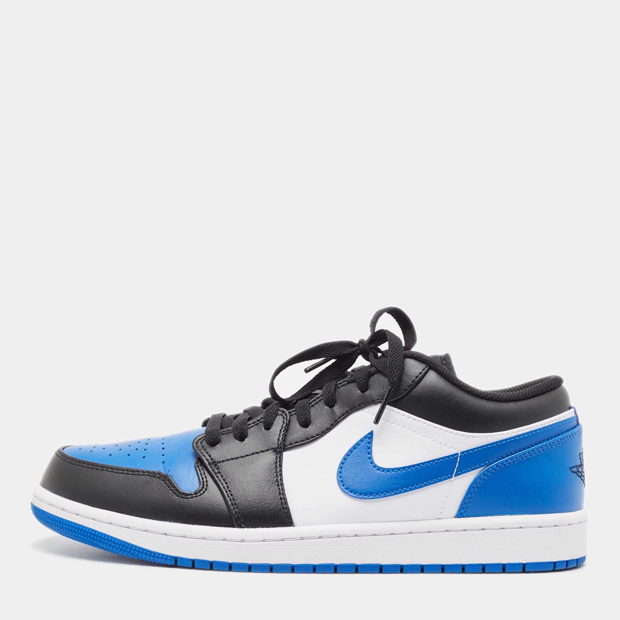 Pre Owned Air Jordans Tricolor Leather Jordan 1 Low Royal Toe Sneakers Size 45