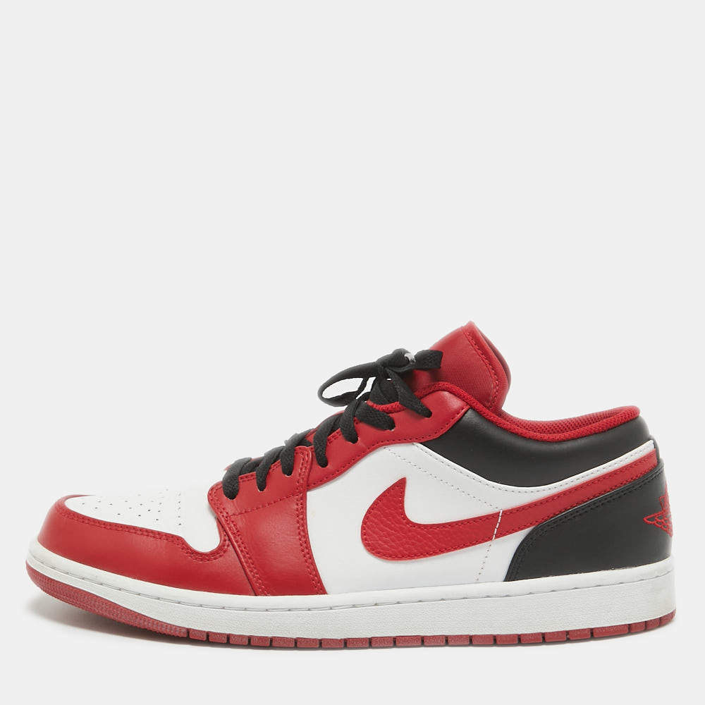 Pre Owned Air Jordans Tricolor Leather Jordan 1 Low Bulls Sneakers Size 45