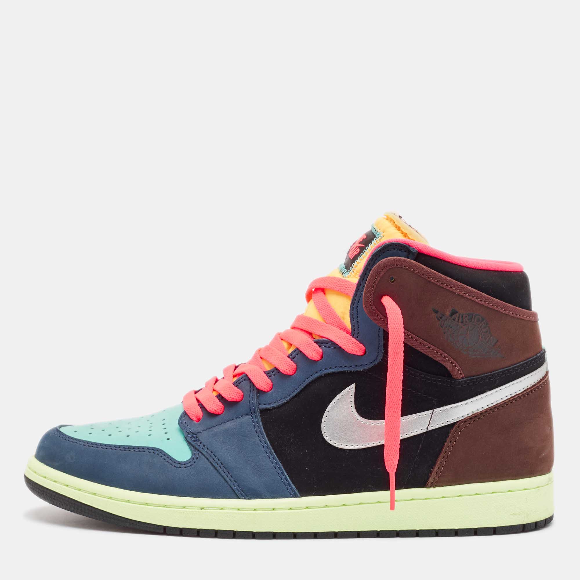 Air Jordans Multicolor Nubuck Leather Jordan 1 Retro High Tokyo Bio Hack Sneakers Size 45.5