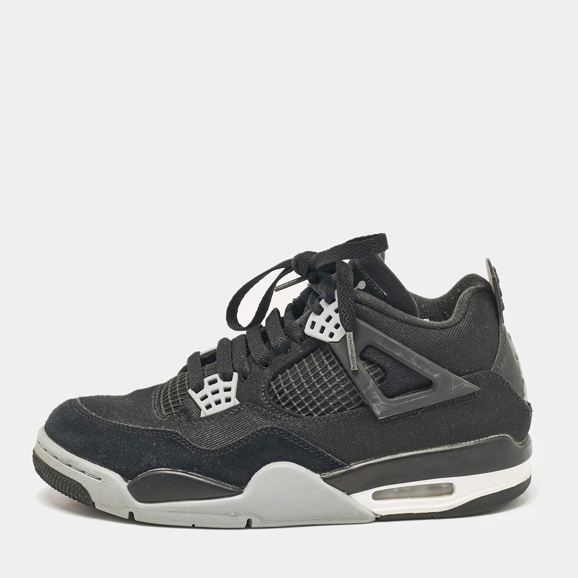 Air Jordans Black Canvas Jordan 4 Retro SE Sneakers Size 41