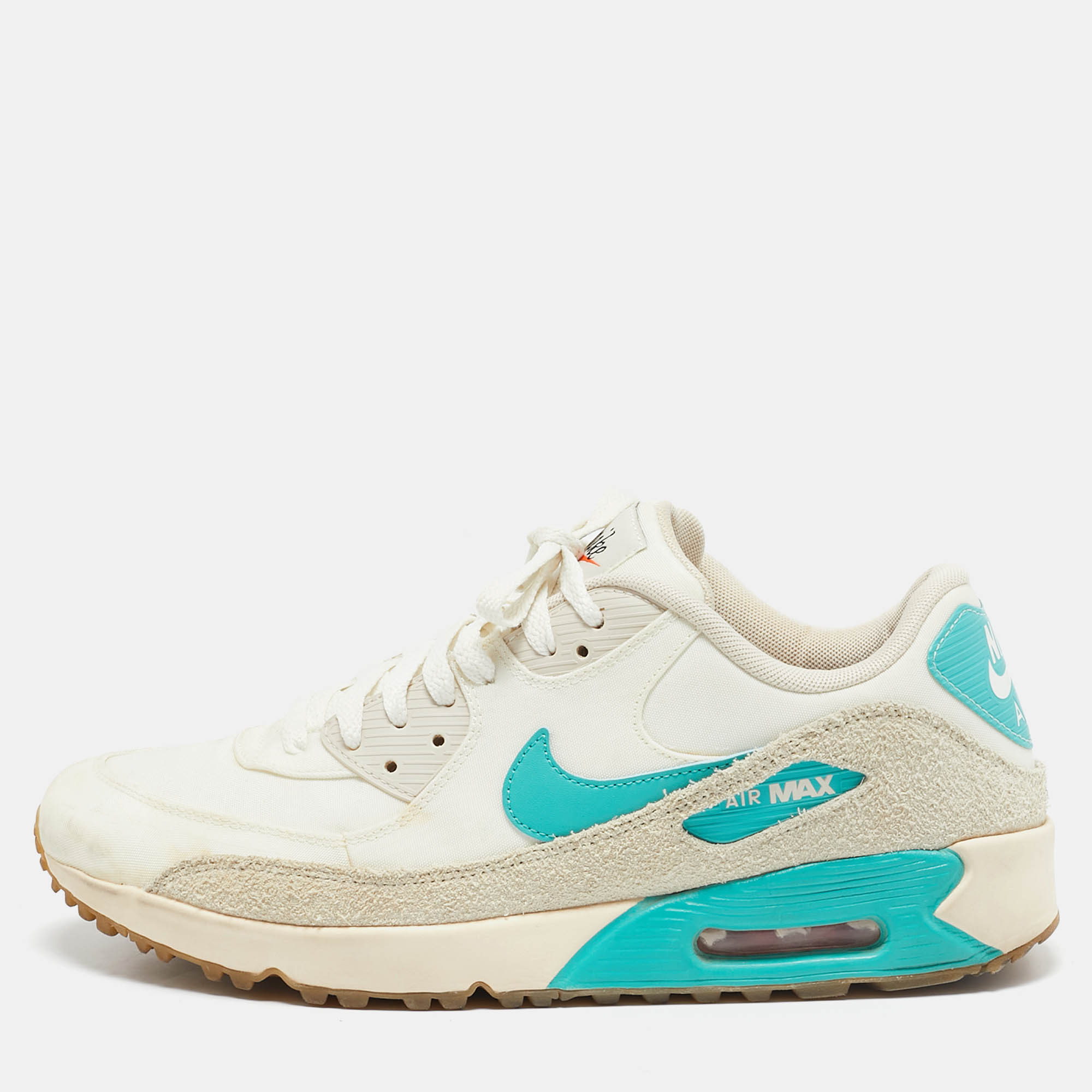 Air Jordans Cream Canvas and Suede Max 90 Golf Lace Up Sneakers Size 41