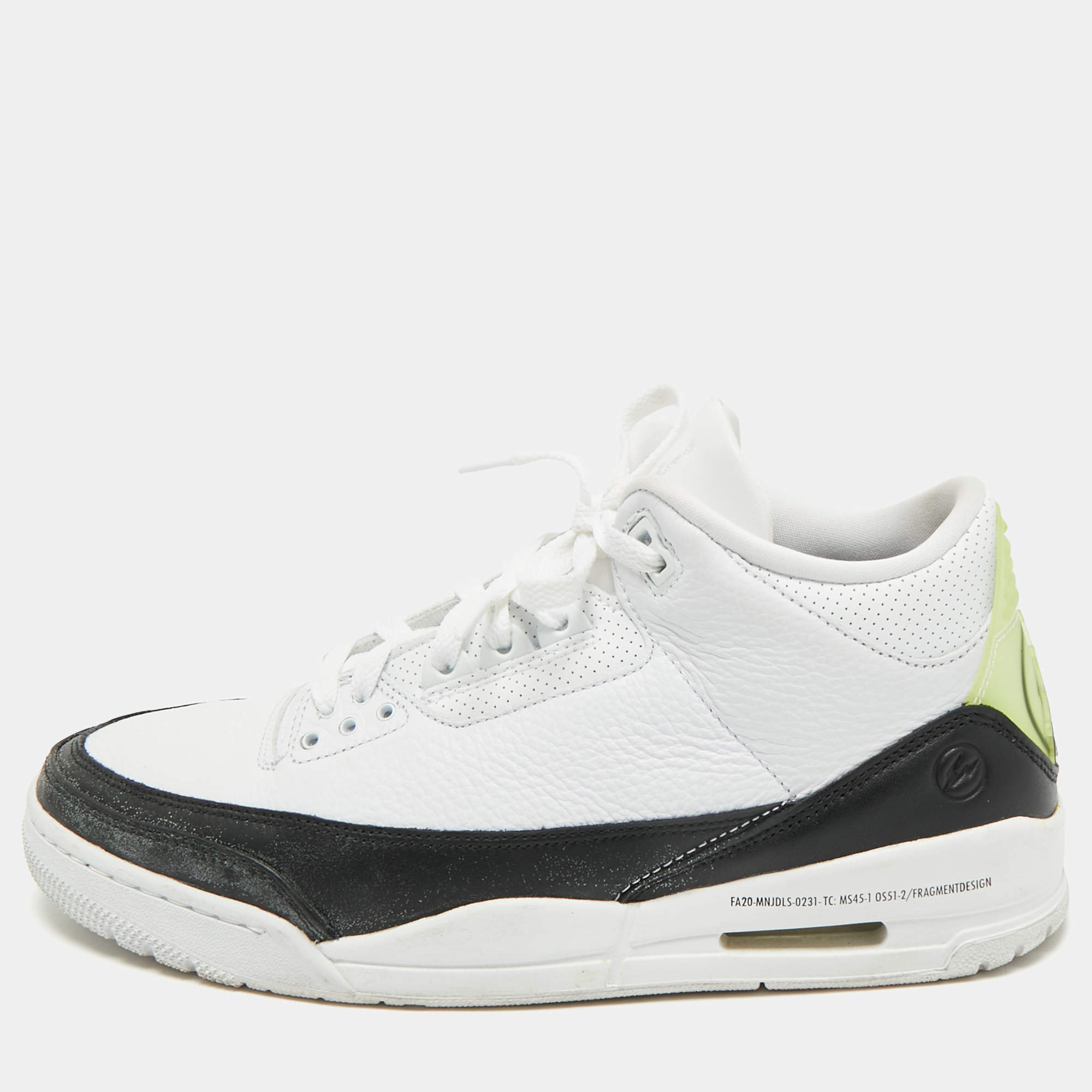 Pre Owned Air Jordans White Leather Jordan 3 Retro Fragment Sneakers Size 45.5