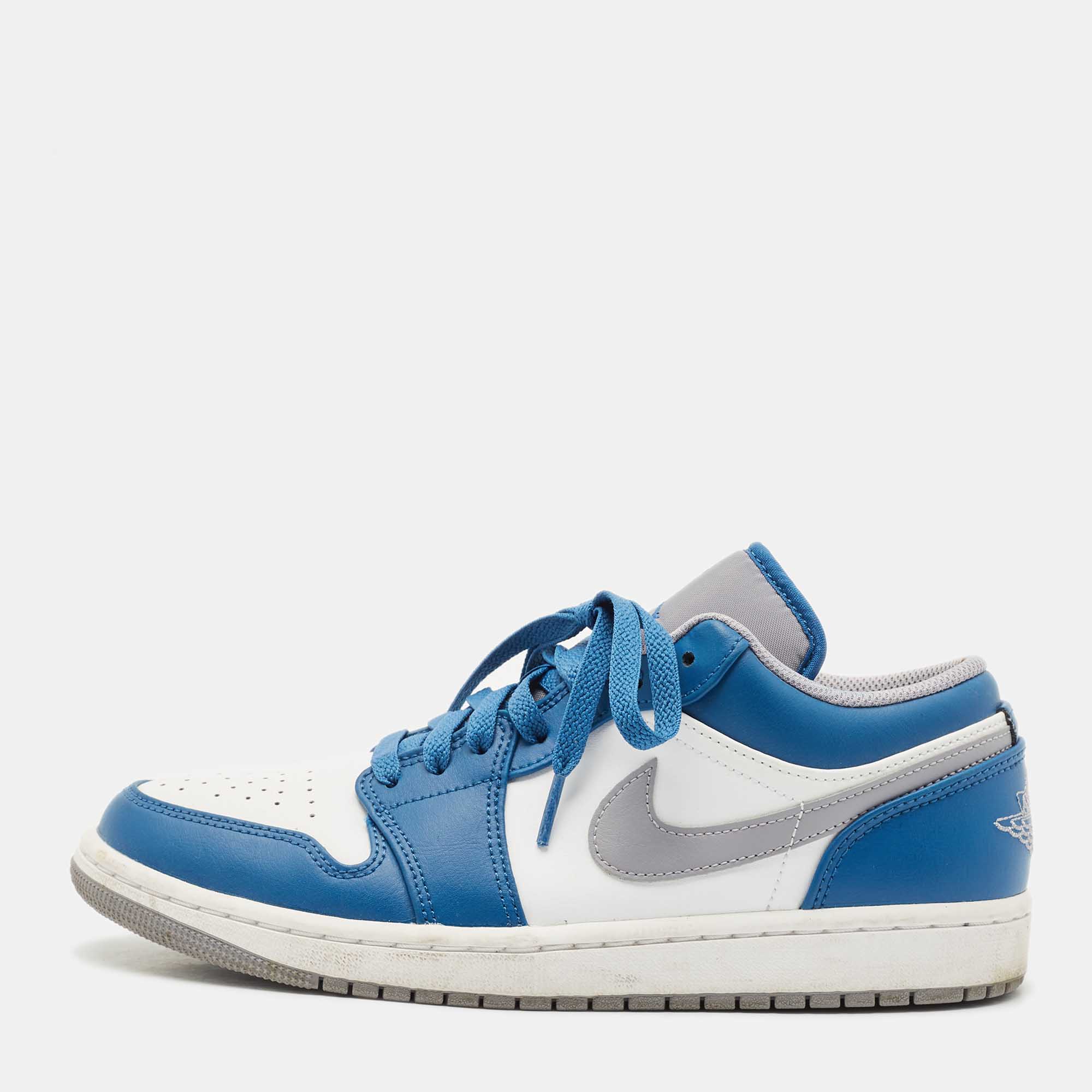 Pre Owned Air Jordans Multicolor Leather Jordan 1 Low True Blue Sneakers Size 41