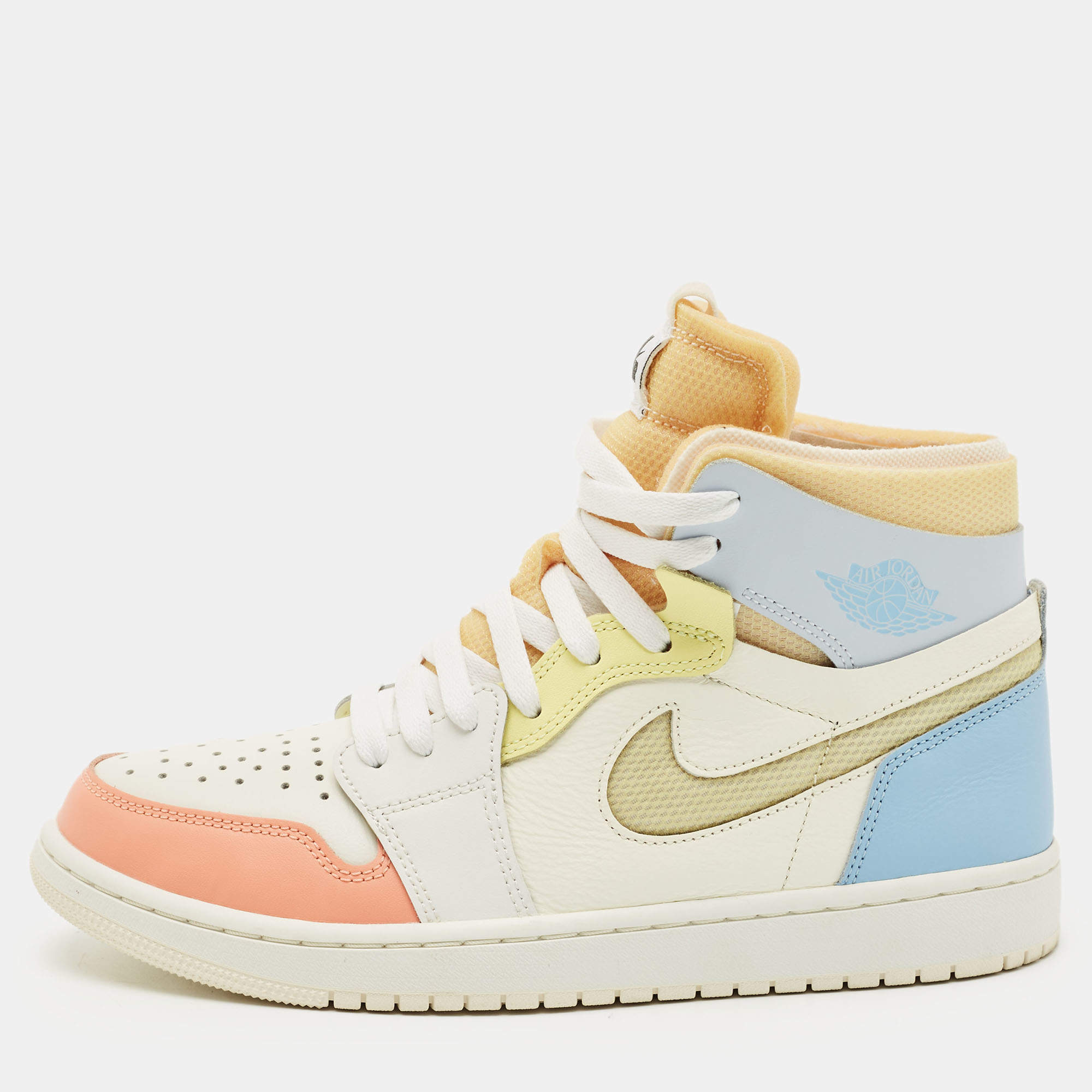 Pre Owned Air Jordans Multicolor Leather and Mesh Jordan 1 High Zoom Air CMFT To My First Coach Sneakers Size 42.5