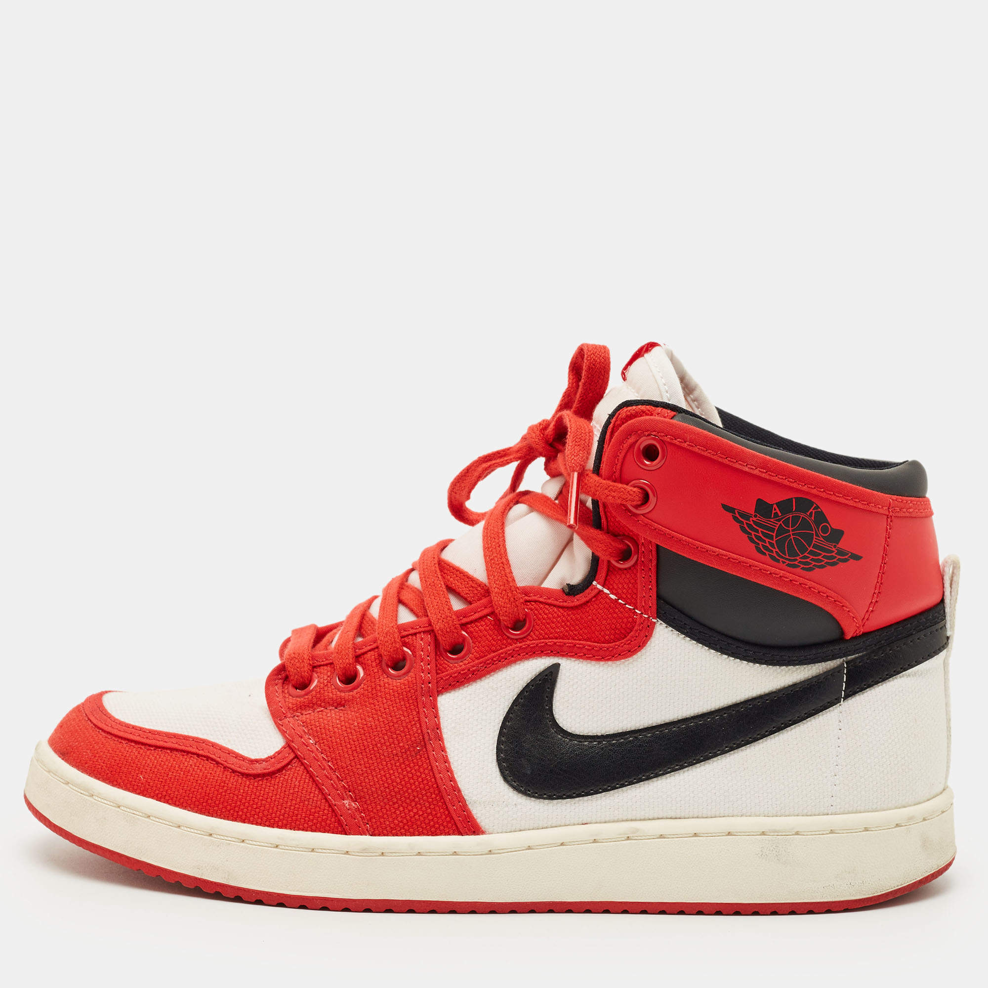 Pre Owned Air Jordans Multicolor Canvas and Leather Jordan 1 Retro AJKO Chicago Sneakers Size 43