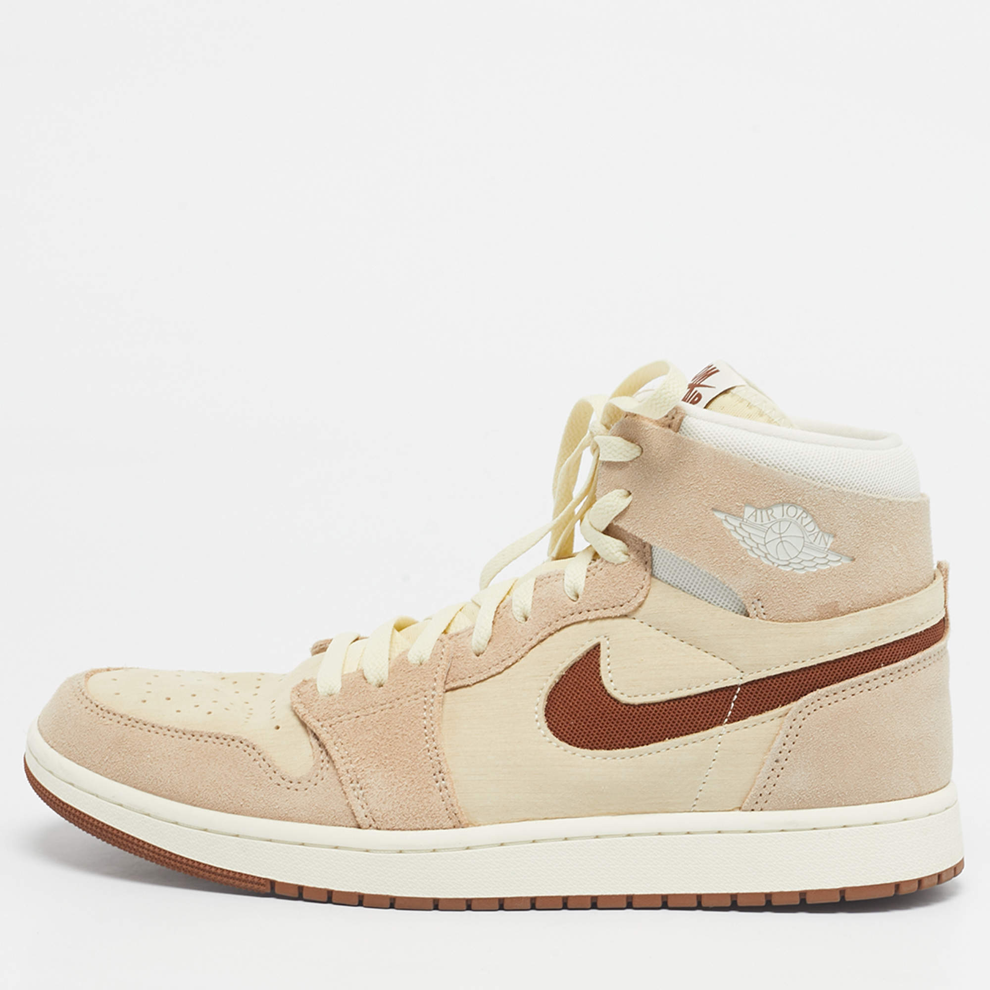 Pre Owned Air Jordans Multicolor Suede and Mesh Jordan 1 High Zoom Air CMFT 2 Legend Coffee Sneakers Size 45