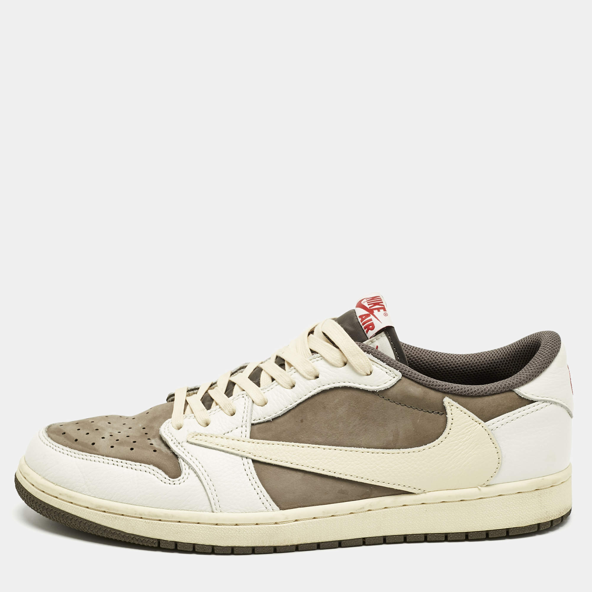 Pre Owned Air Jordans Multicolor Leather Jordan 1 Retro Low OG SP Travis Scott Reverse Mocha Sneakers Size 45.5