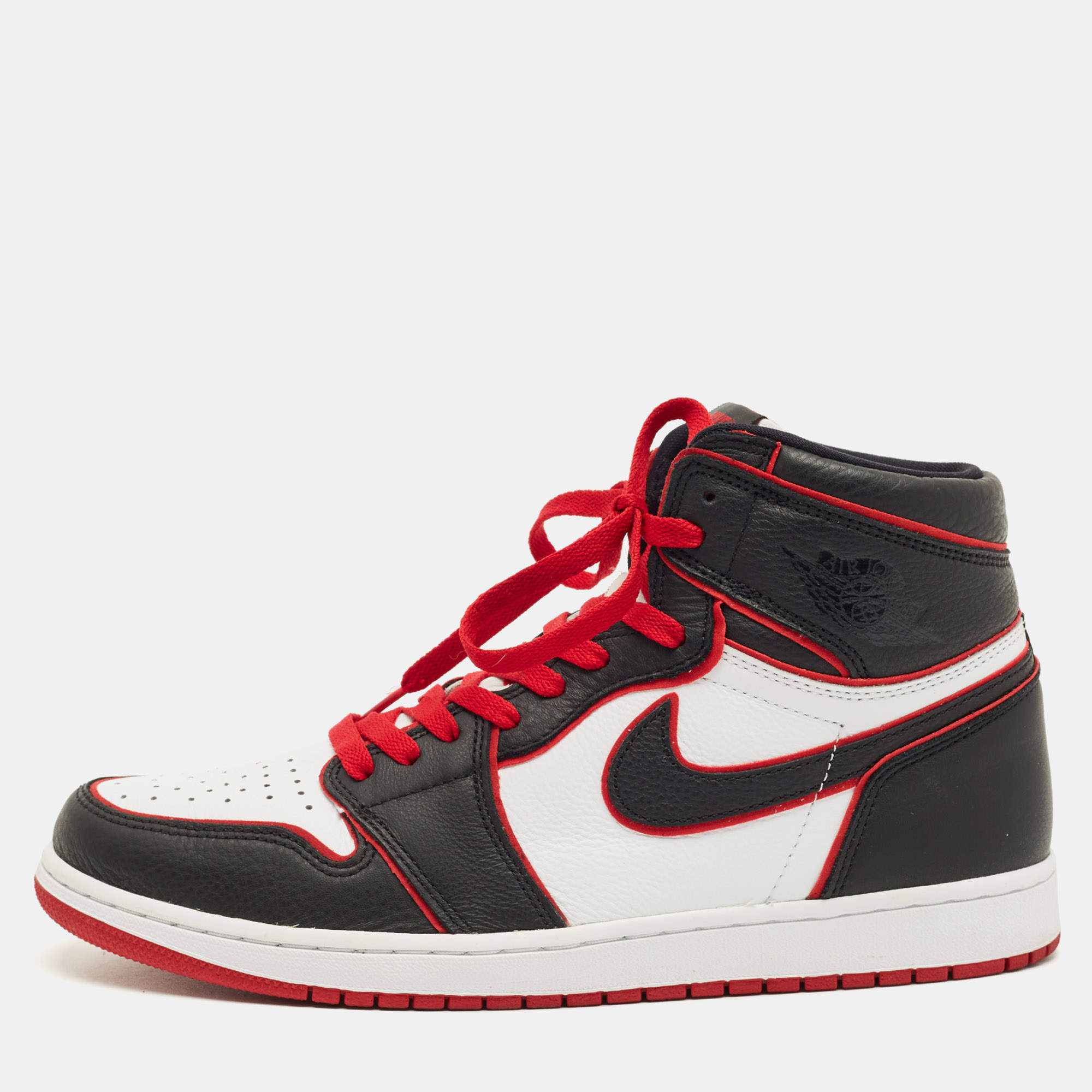 مملوكة مسبقًا Air Jordans Multicolor Leather Jordan 1 Retro High Bloodline Sneakers Size 45.5