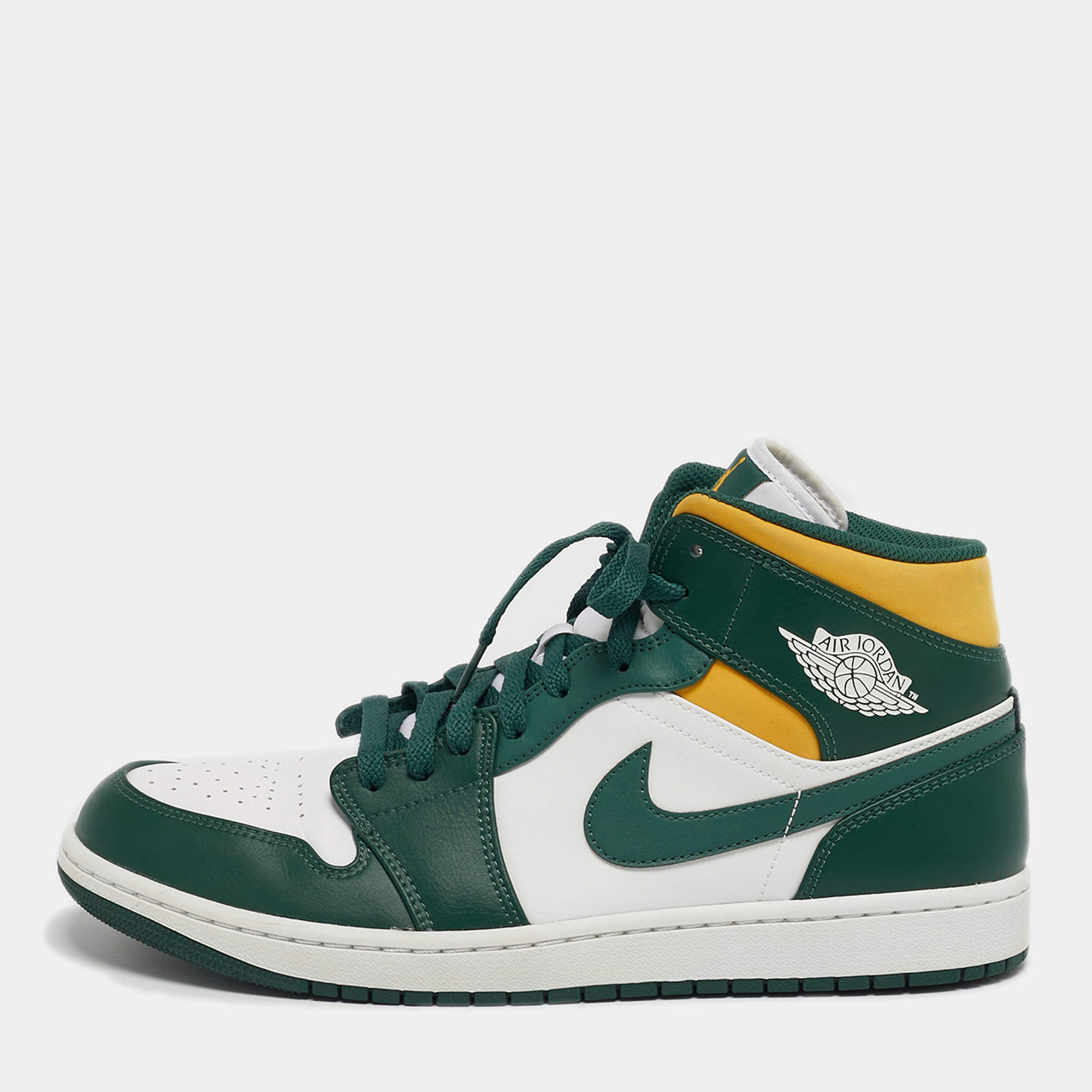 Pre Owned Air Jordans 1 Retro High Size 45 Tricolor Leather High Top Sneakers