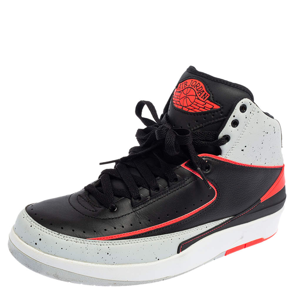 Pre Owned Air Jordan 2 Multicolor Leather Lace Up Retro Sneakers Size 42