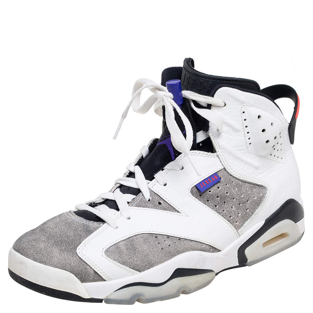 Air Jordan Grey/White Suede And Leather Retro 5 Sneakers Size 44