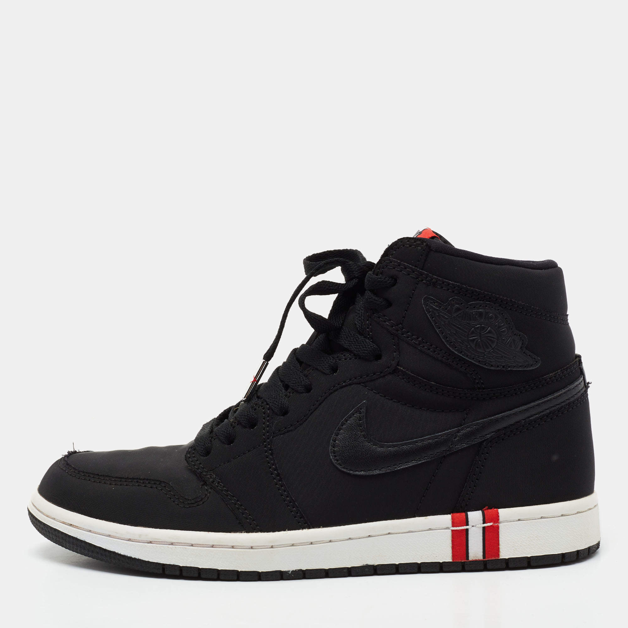 Air Jordans Black Fabric Air Jordan 1 Paris Saint Germain Retro High Sneakers Size 41