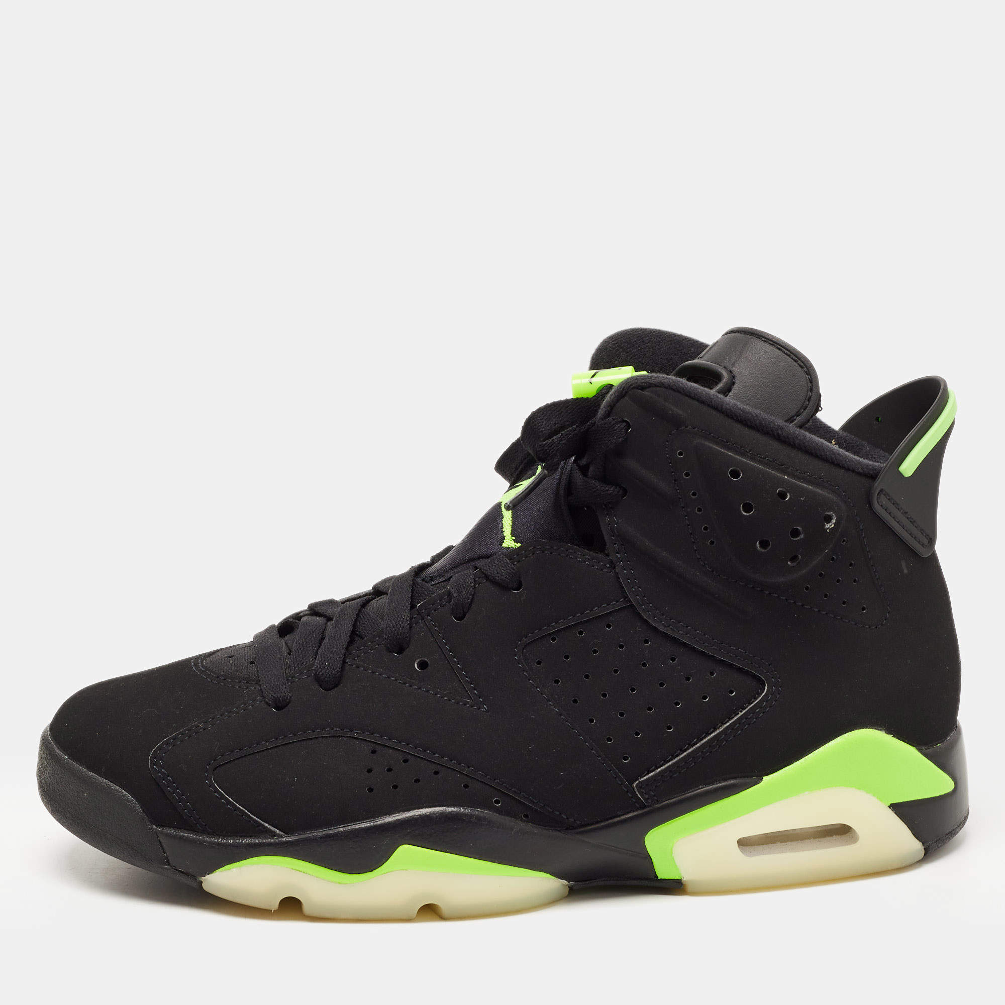 Pre Owned Air Jordan Black Leather Jordan-6-Retro-electric Sneakers Size 44