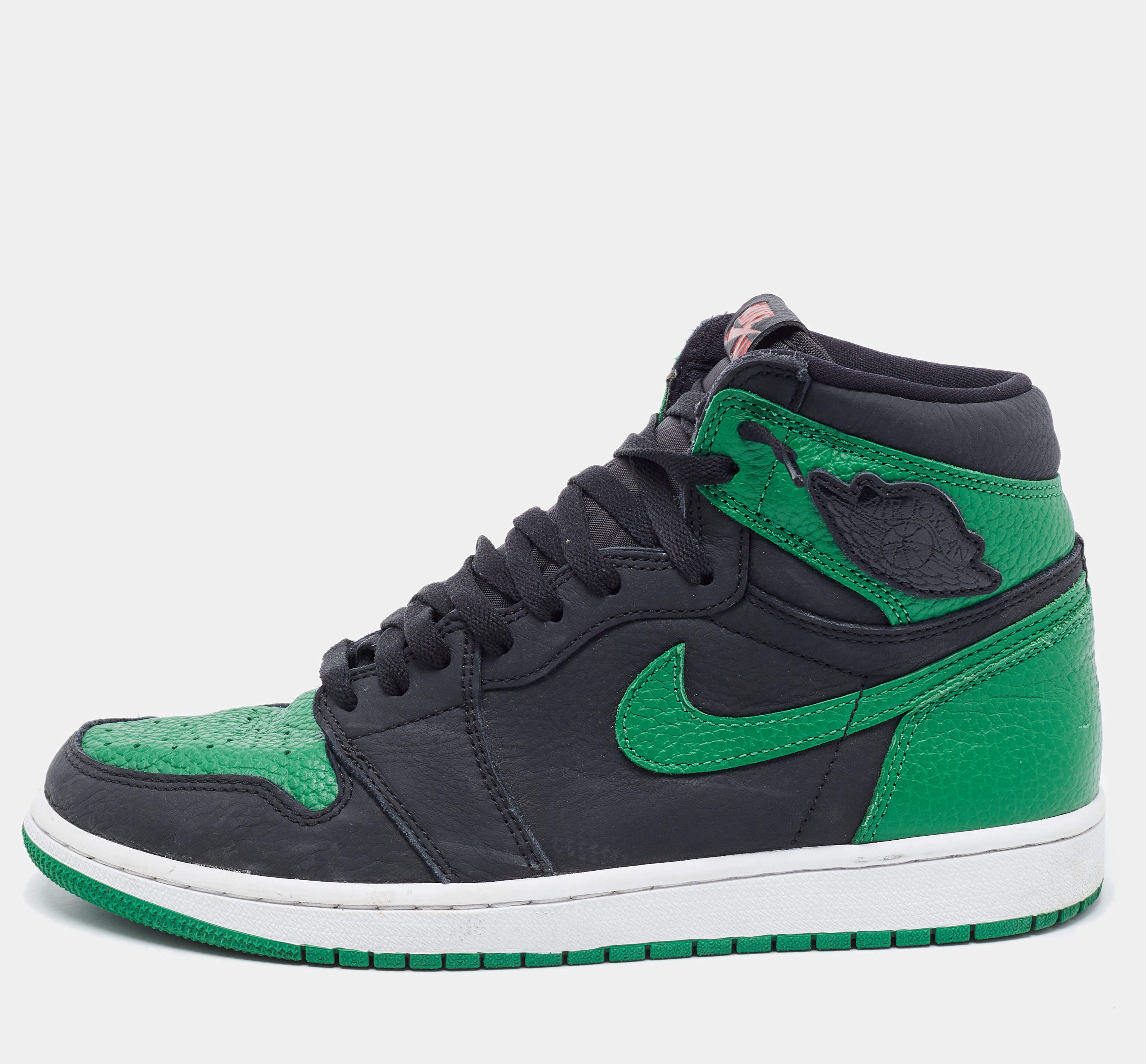 Air Jordans Green Leather Jordan-1-Retro High-Pine-Green-Black Sneakers Size 43