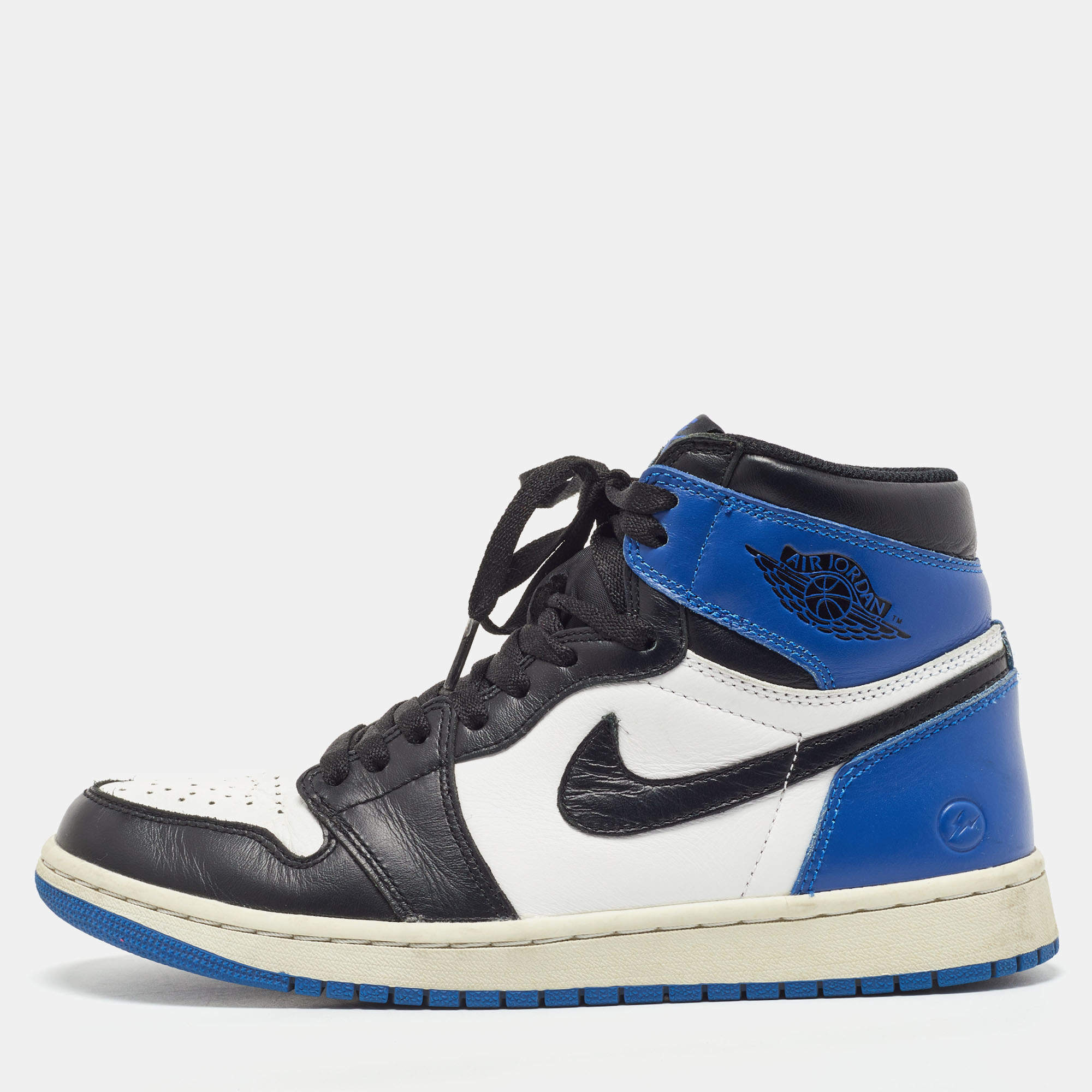 Air Jordans Tricolor Leather Jordan 1 Retro High Fragment Sneakers Size 42