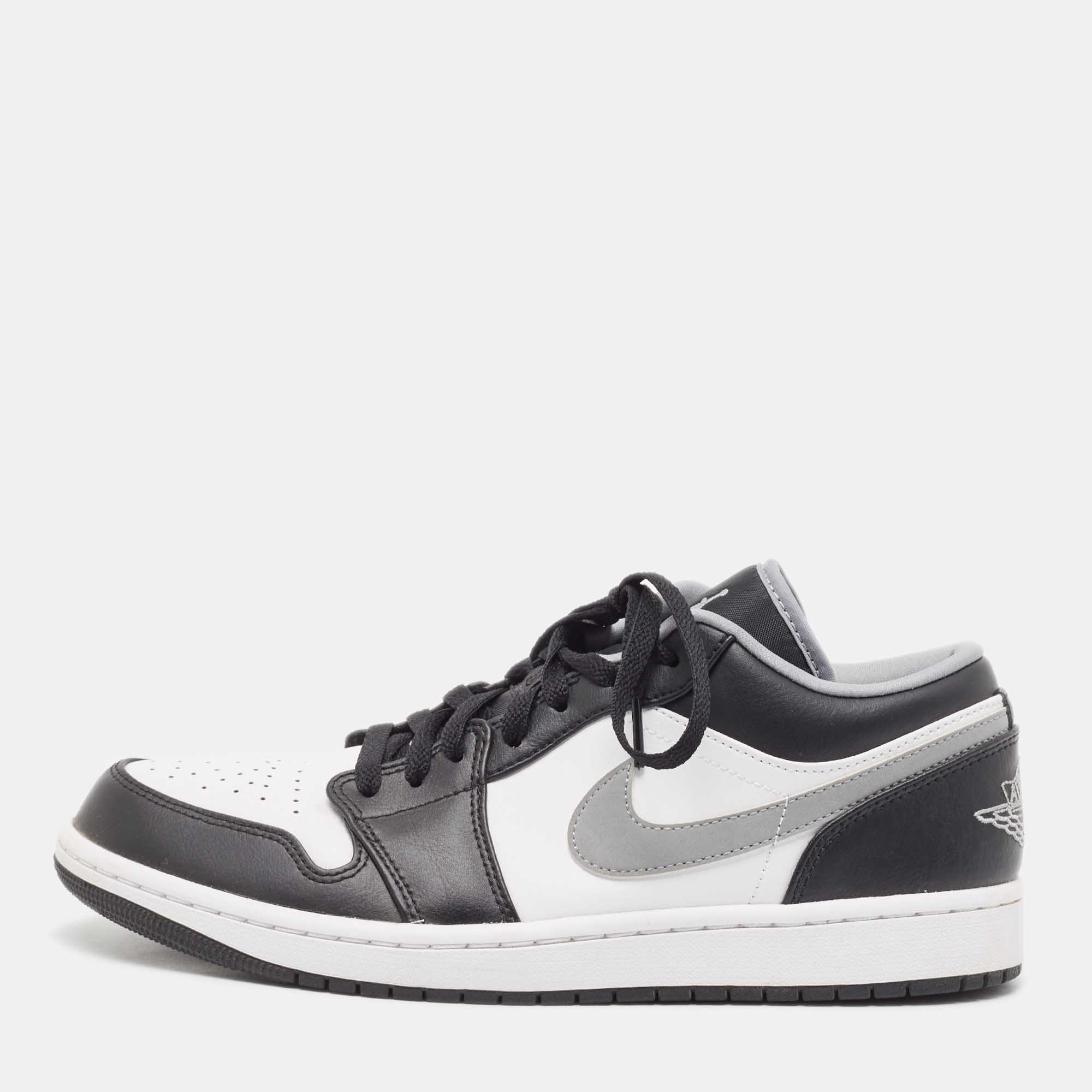 Air Jordans Multicolor Leather Jordan 1 Low Black -Grey Sneakers Size 44