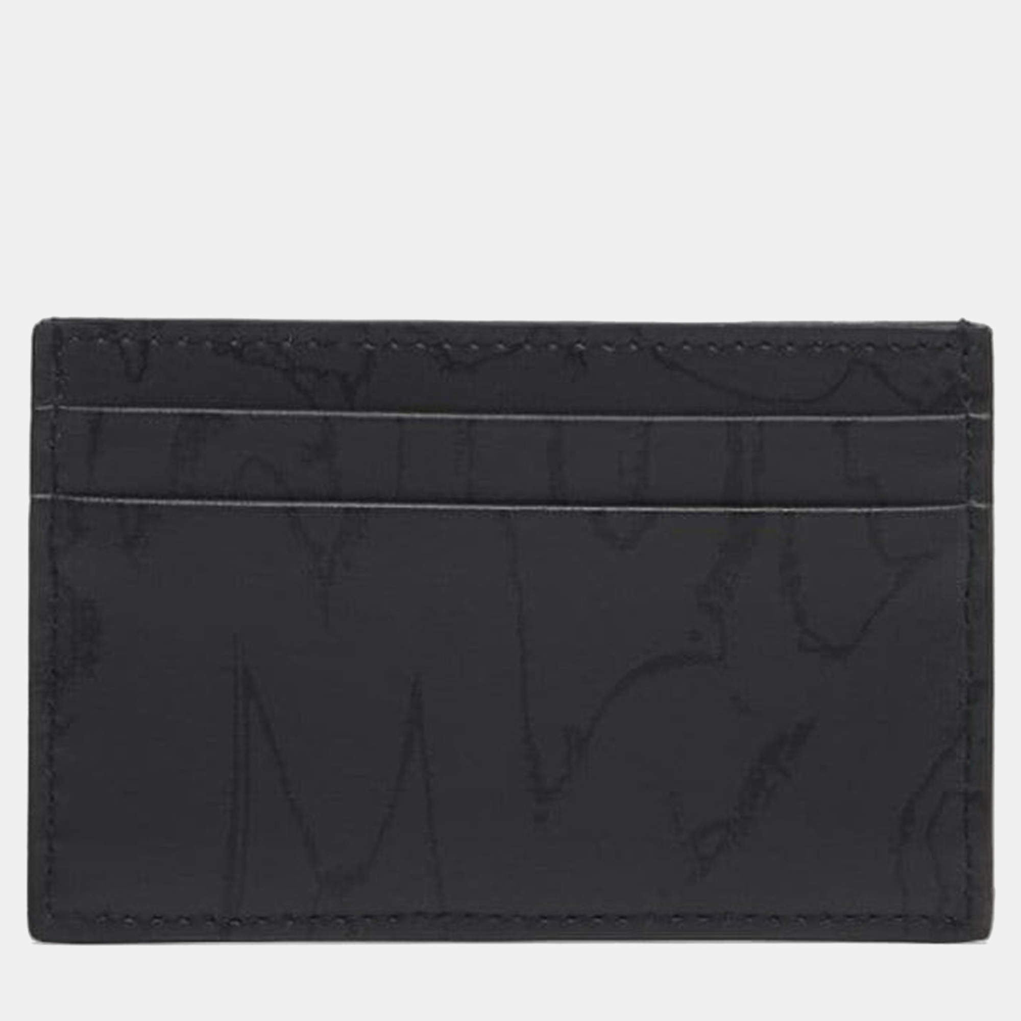 Pre Owned Alexander Mcqueen Graffiti Logo Card Holder in Black
