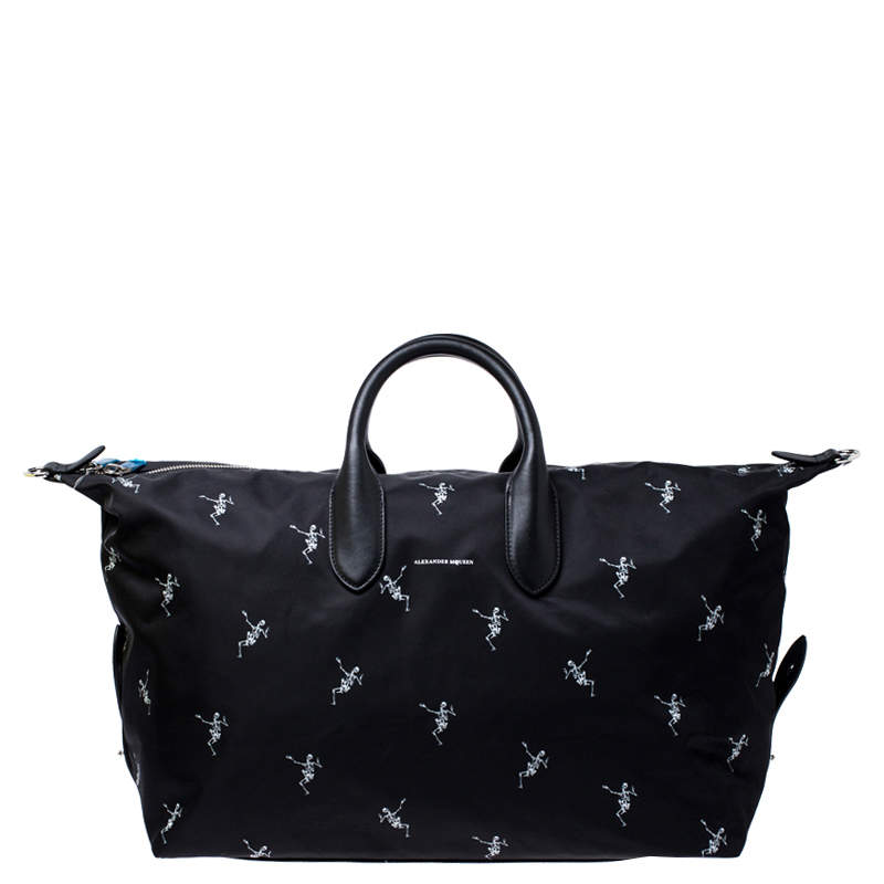 Alexander McQueen Dancing Skeleton Nylon Holdall Duffle Bag