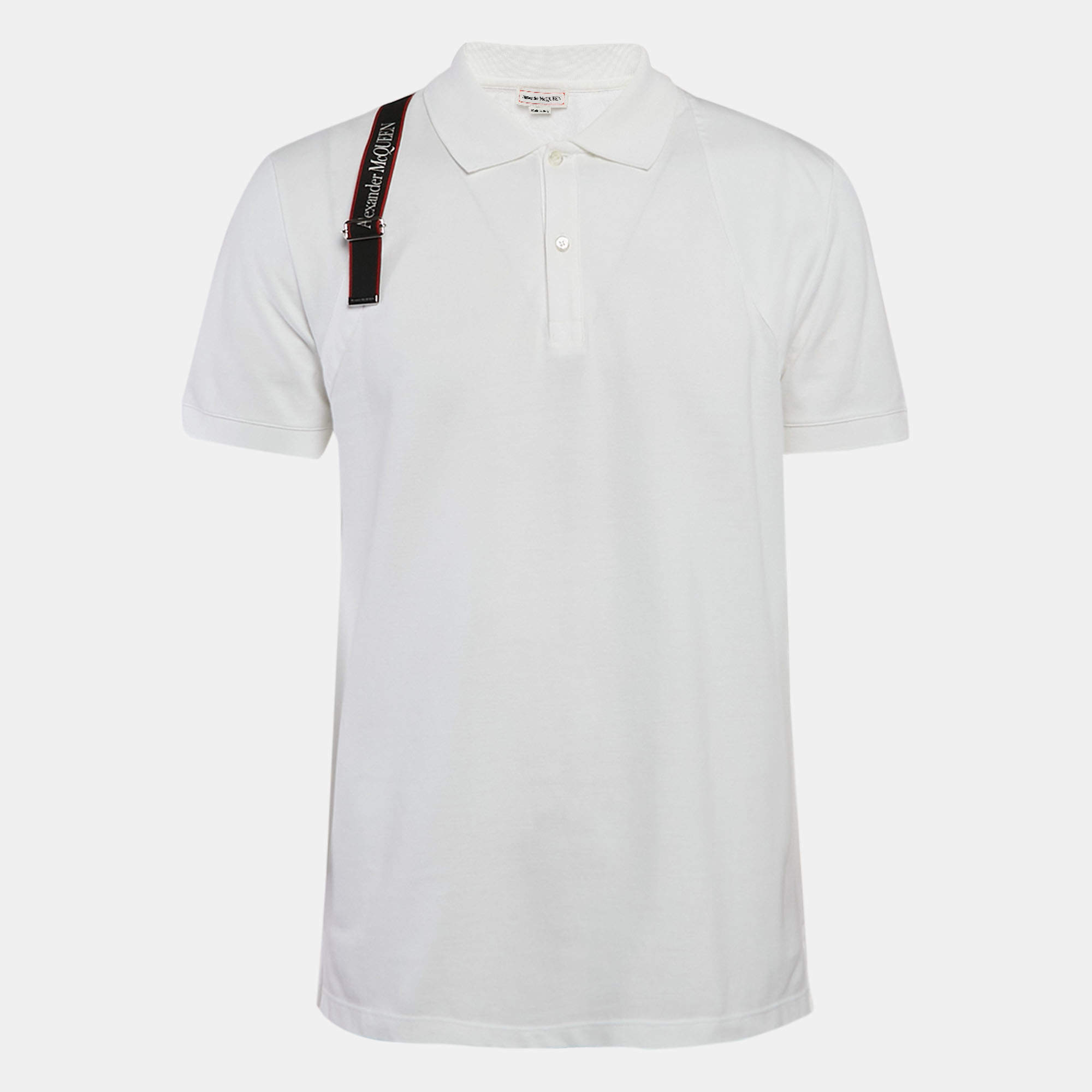 Pre Owned Alexander McQueen White Cotton Pique Polo T-Shirt M