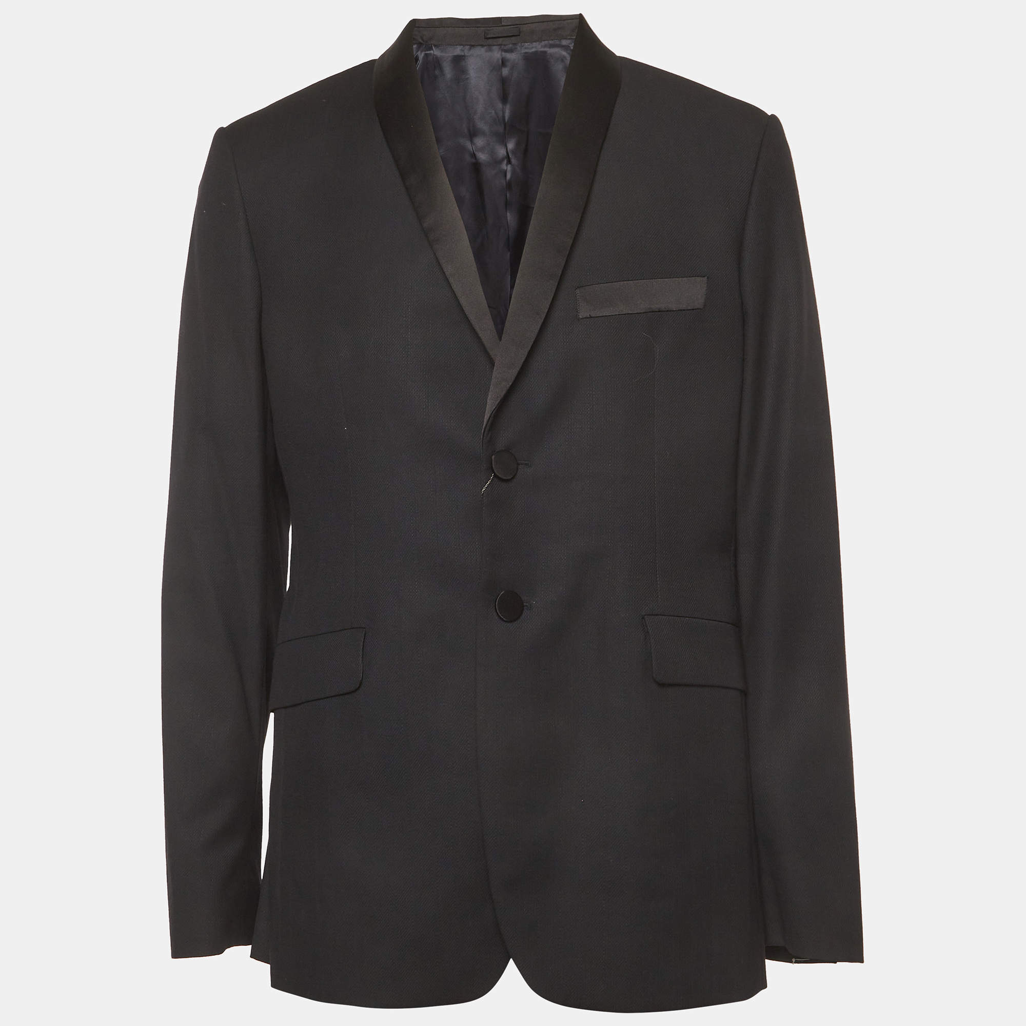 Pre Owned Alexander McQueen Black Wool Blend Shawl Collar Tailored Jacket XXL