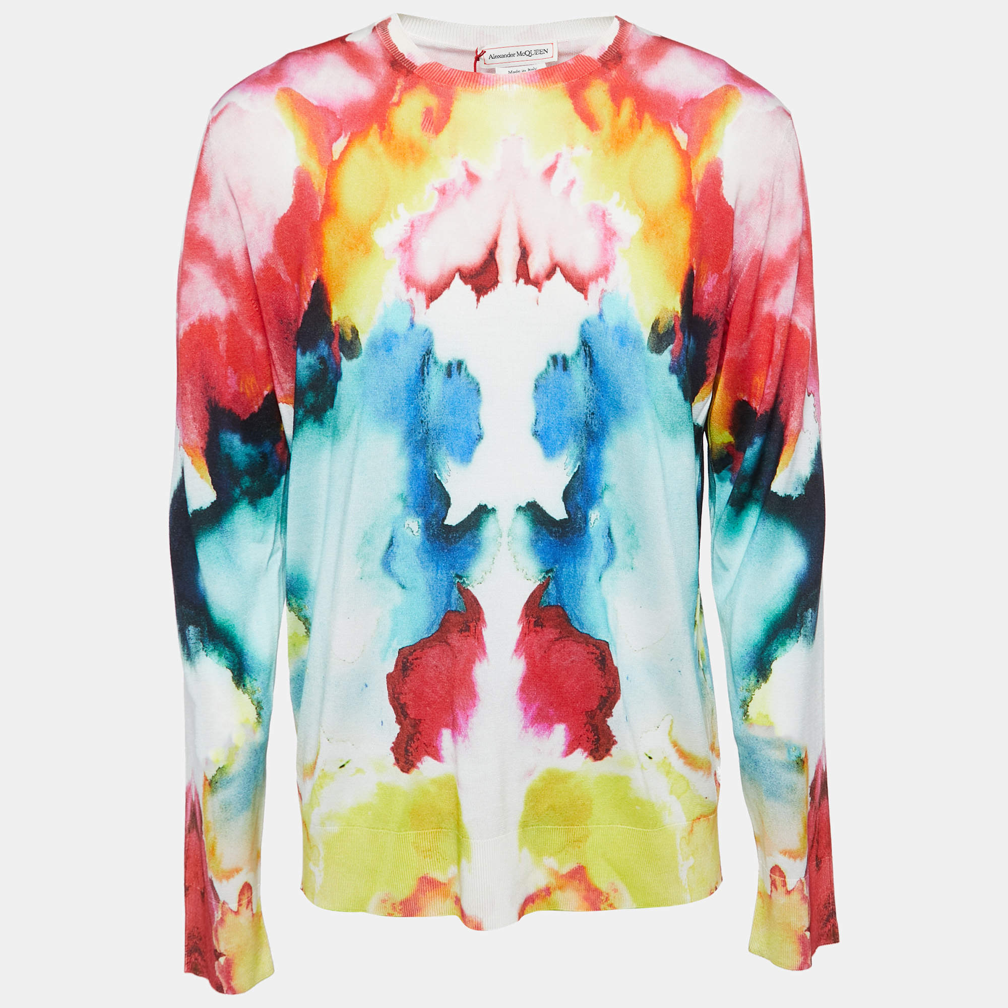 Pre Owned Alexander McQueen Multicolor Tye-Dye Printed Knit Pullover XXL