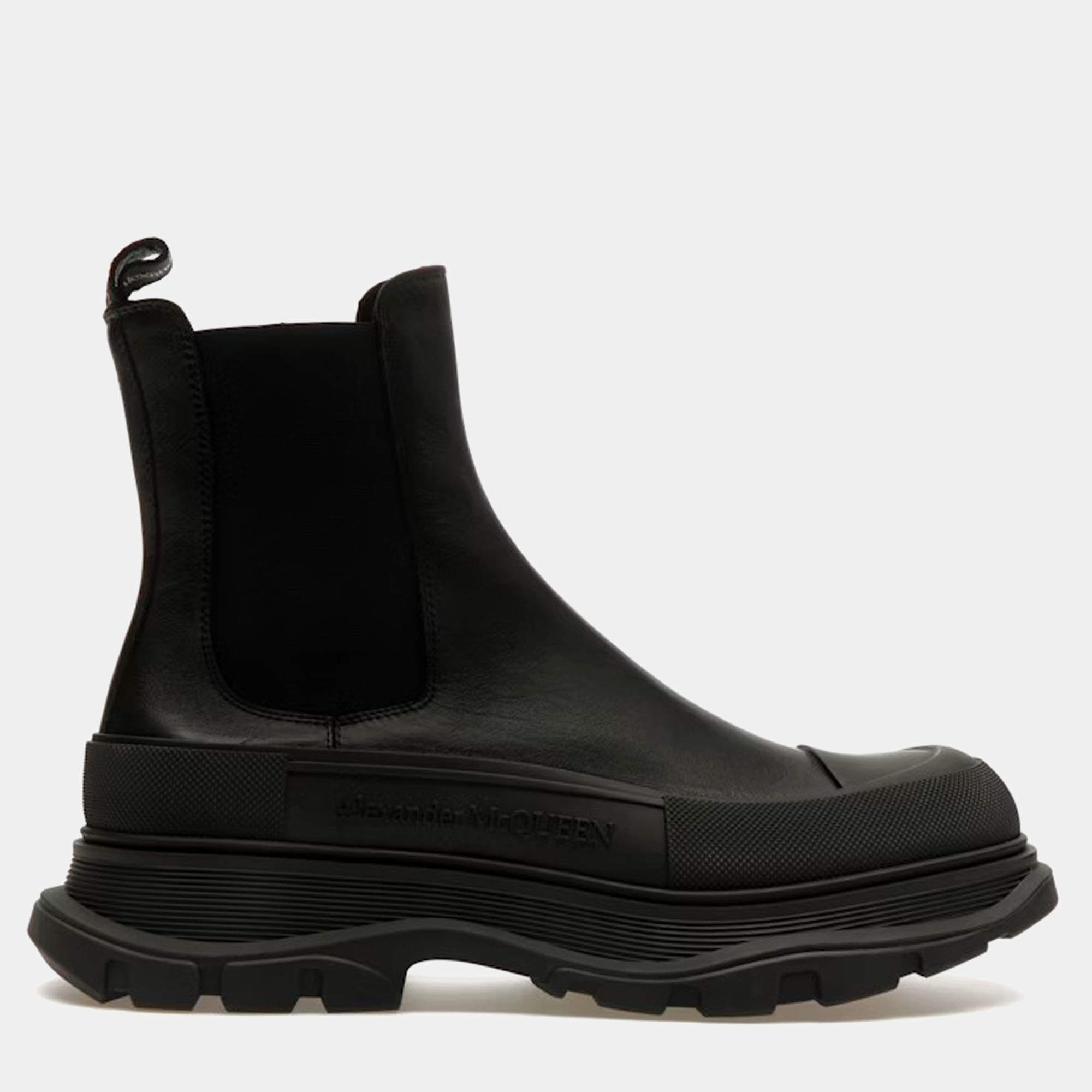 Alexander McQueen Black Tread Slick Chelsea Boots Size EU 42