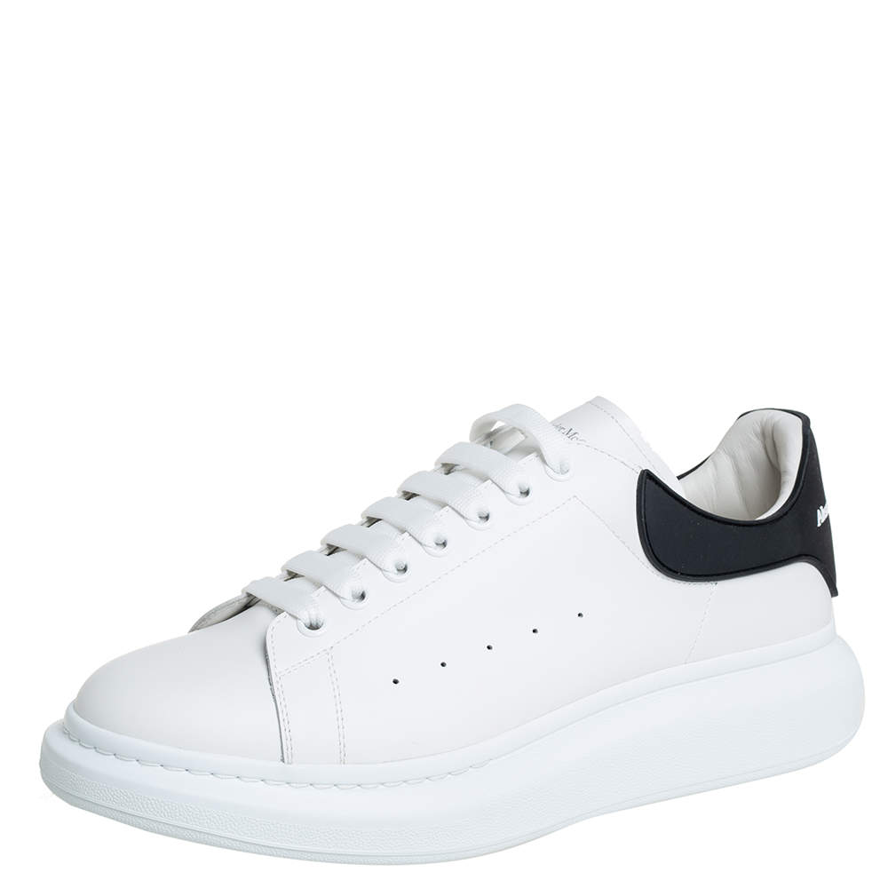 Alexander McQueen White Leather Larry Low Top Sneakers Size 45.5