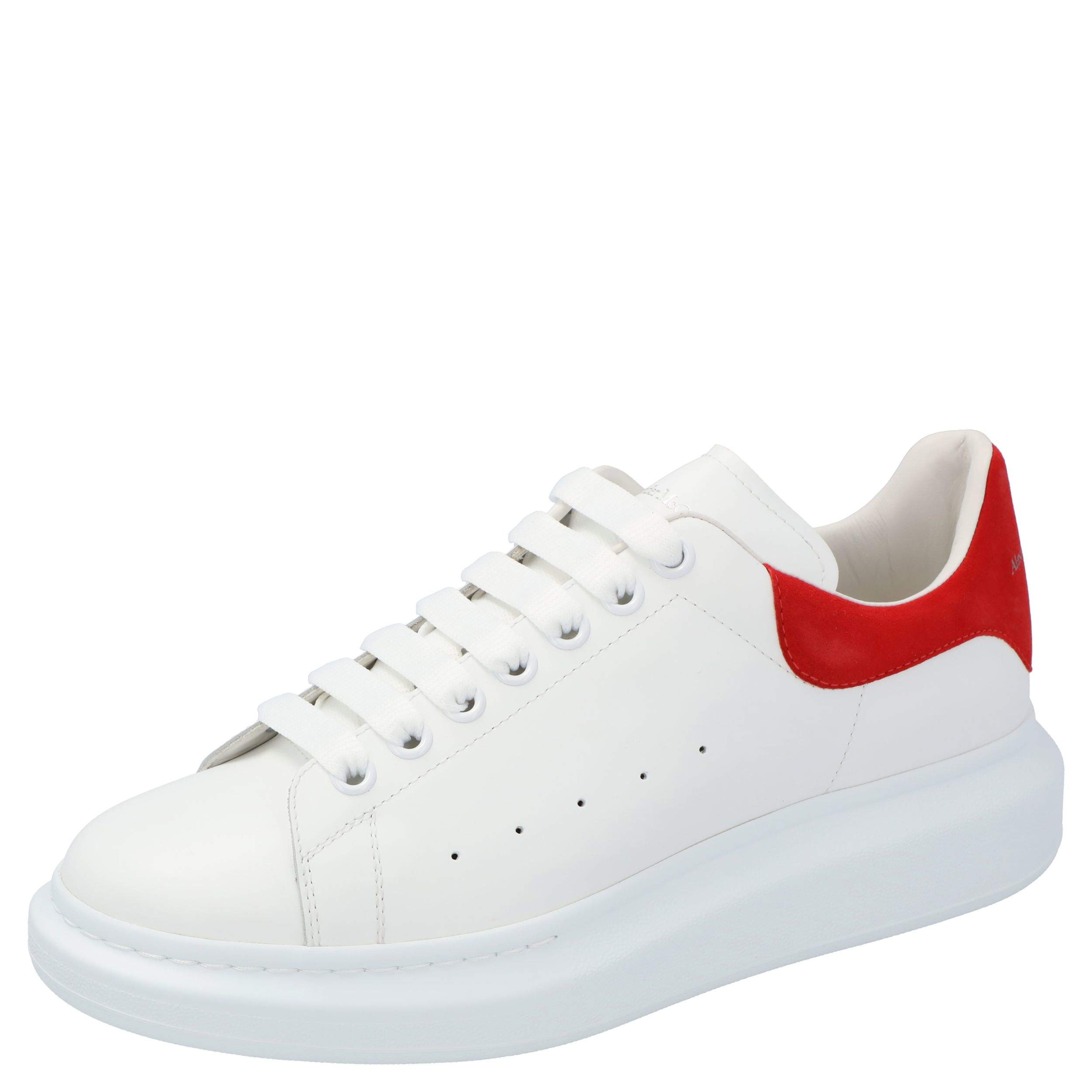 Alexander McQUEEN White & Red Sprayed Toe 'Oversized' Sneakers | INC STYLE