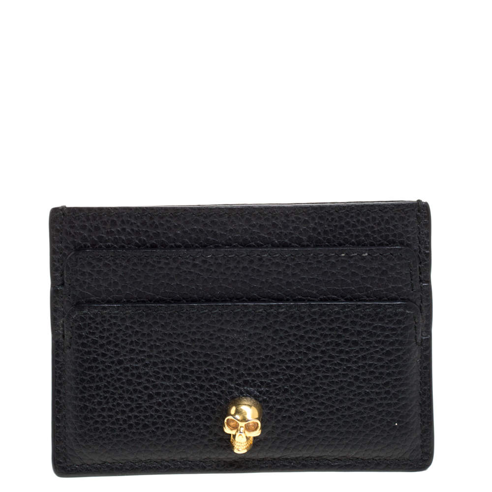  Alexander Mcqueen Black Leather Skull Card Holder