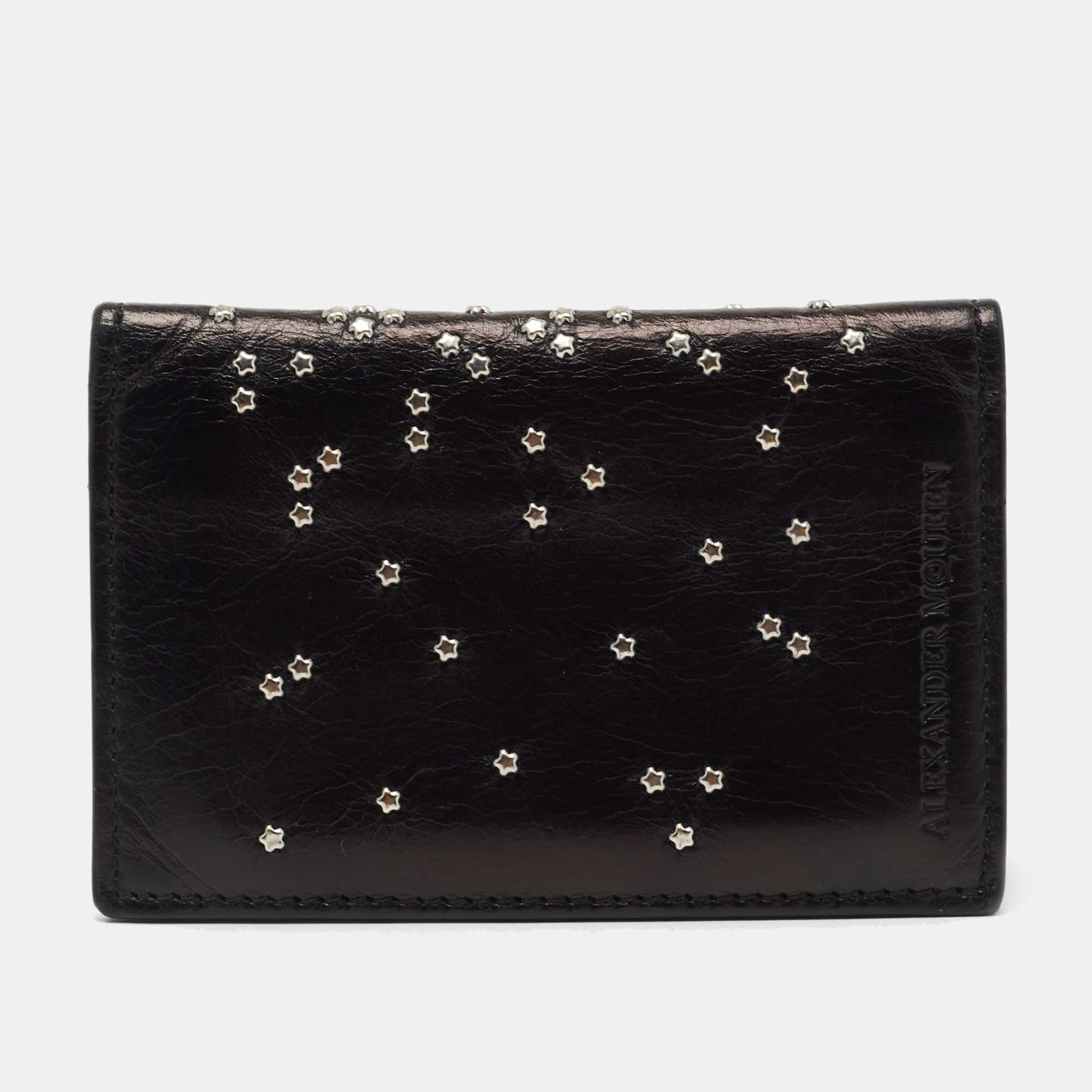 Alexander McQueen Black Studded Leather Card Case