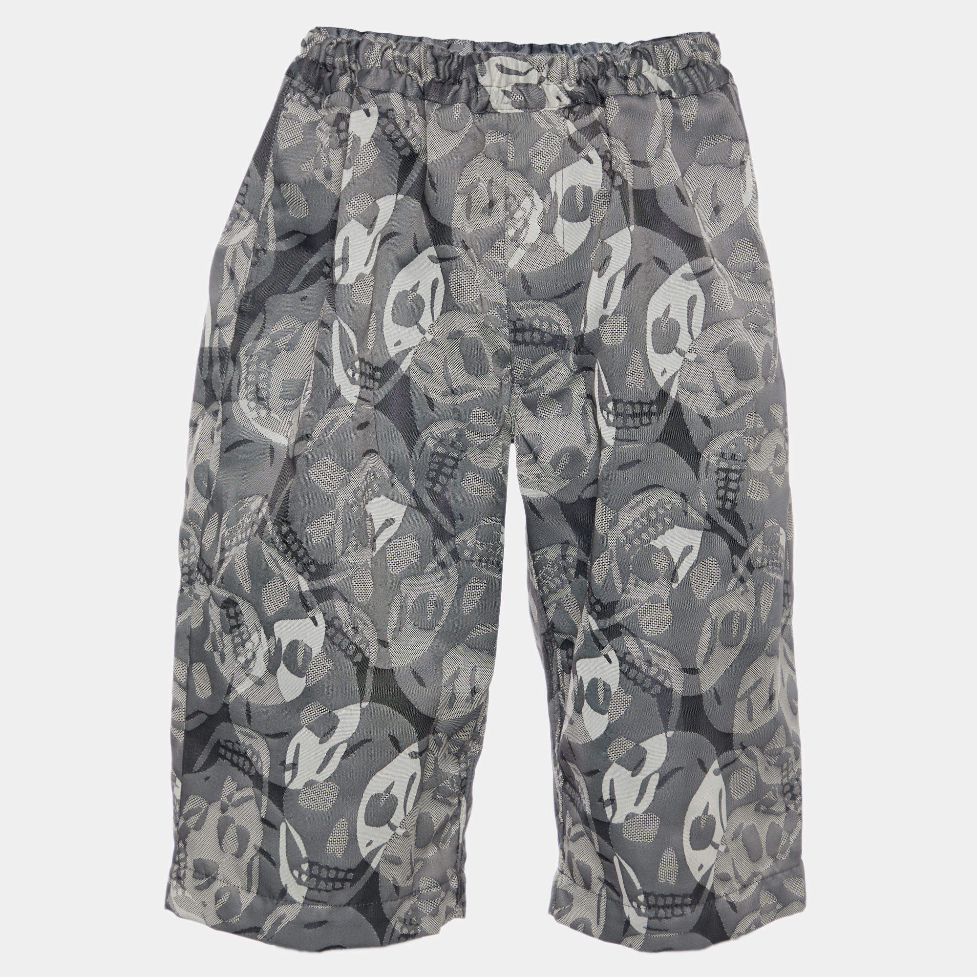 Alexander McQueen Grey Skull Print Synthetic Shorts L