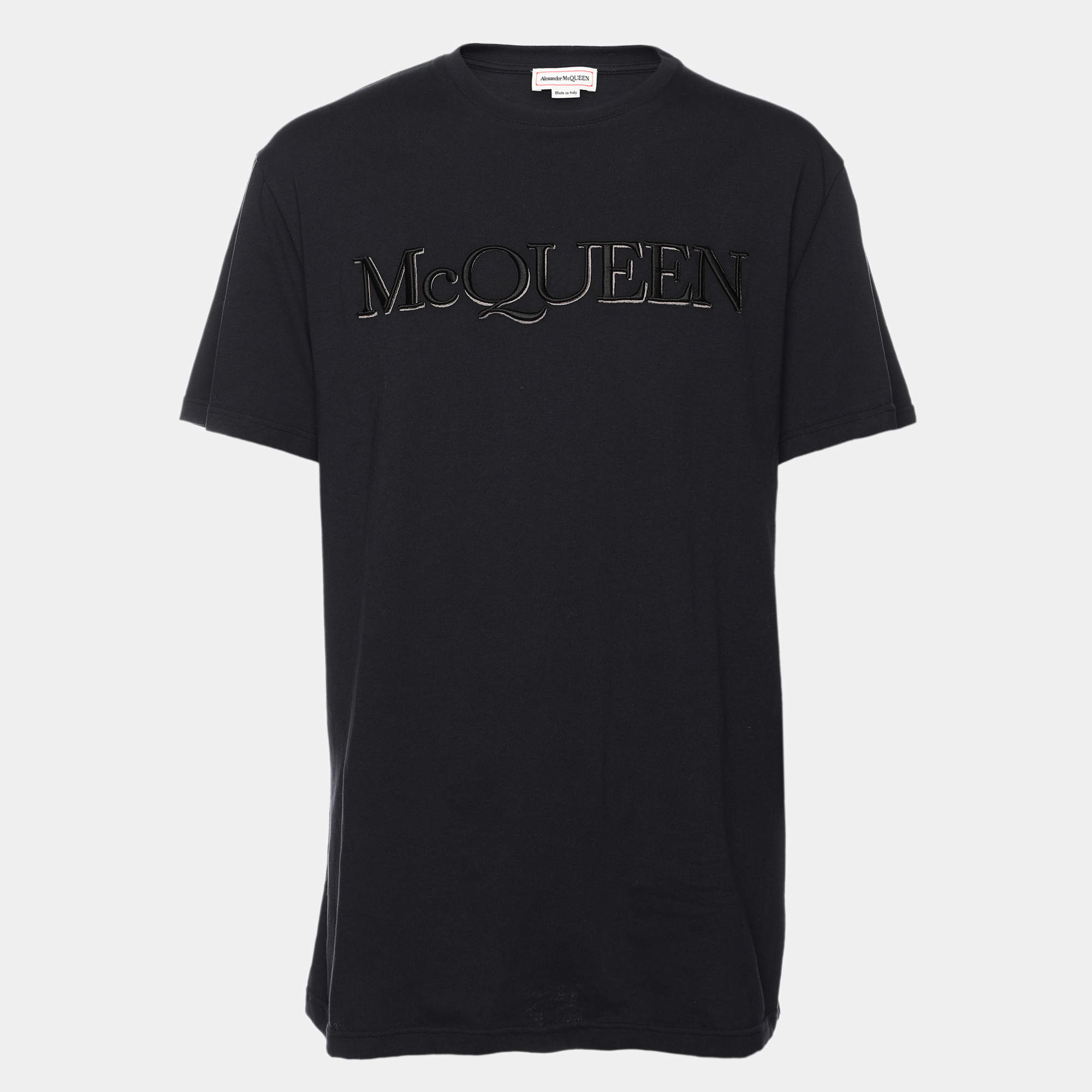 Alexander McQueen Navy Blue Jersey Logo Crew Neck T-Shirt S