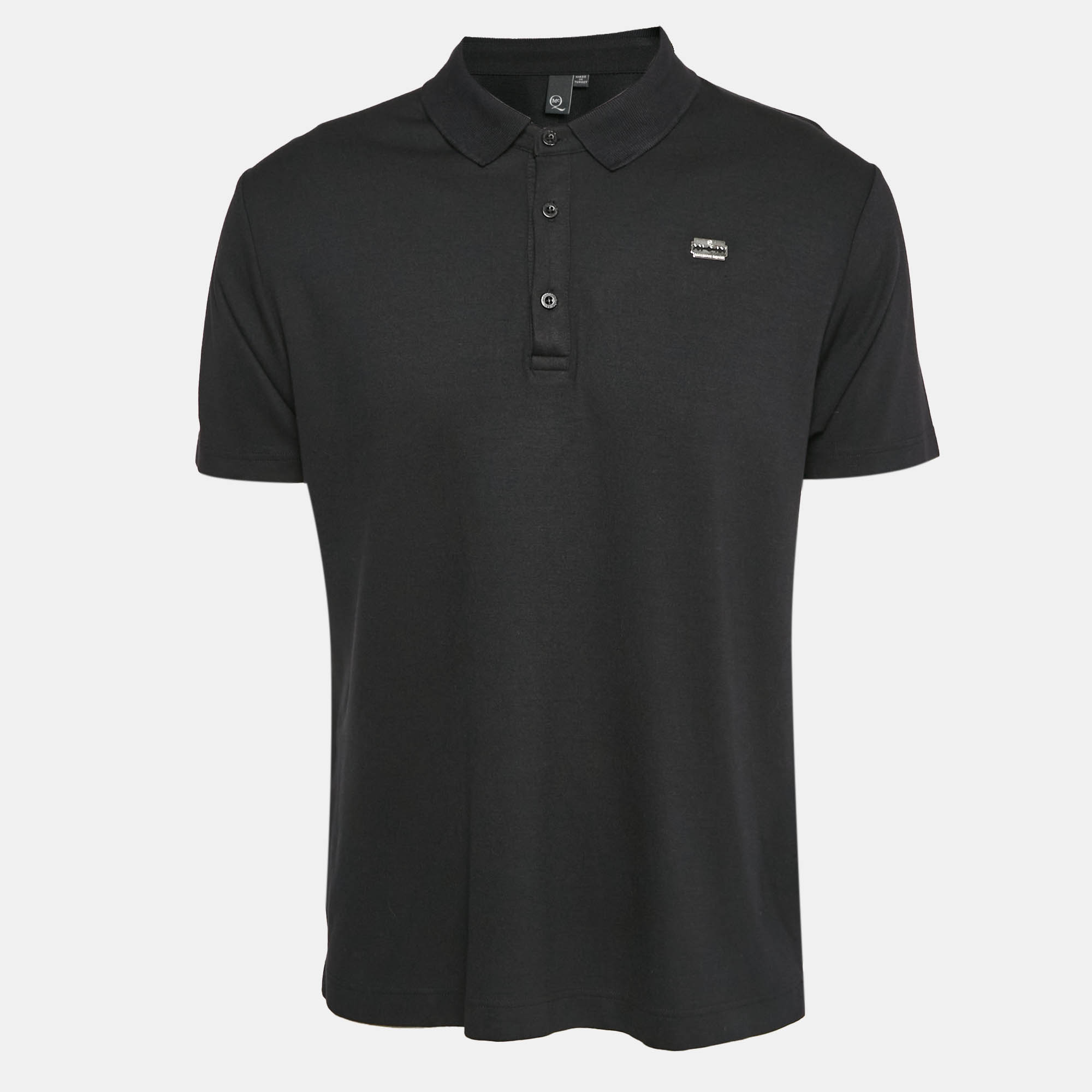 Pre Owned Alexander McQueen Black Cotton Blade Badge Detail T-Shirt XL