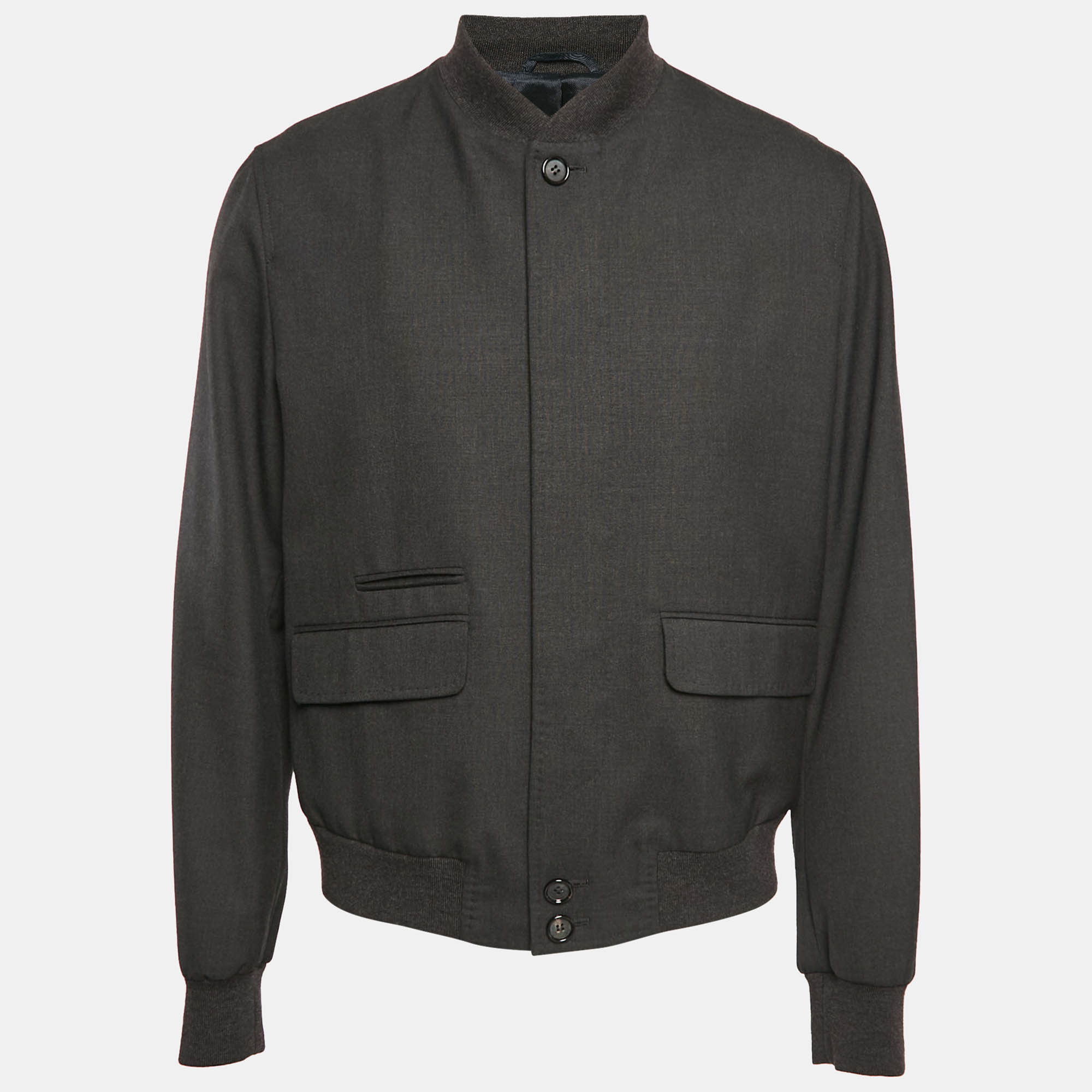 Alexander McQueen Grey Wool Button Front Jacket XXL