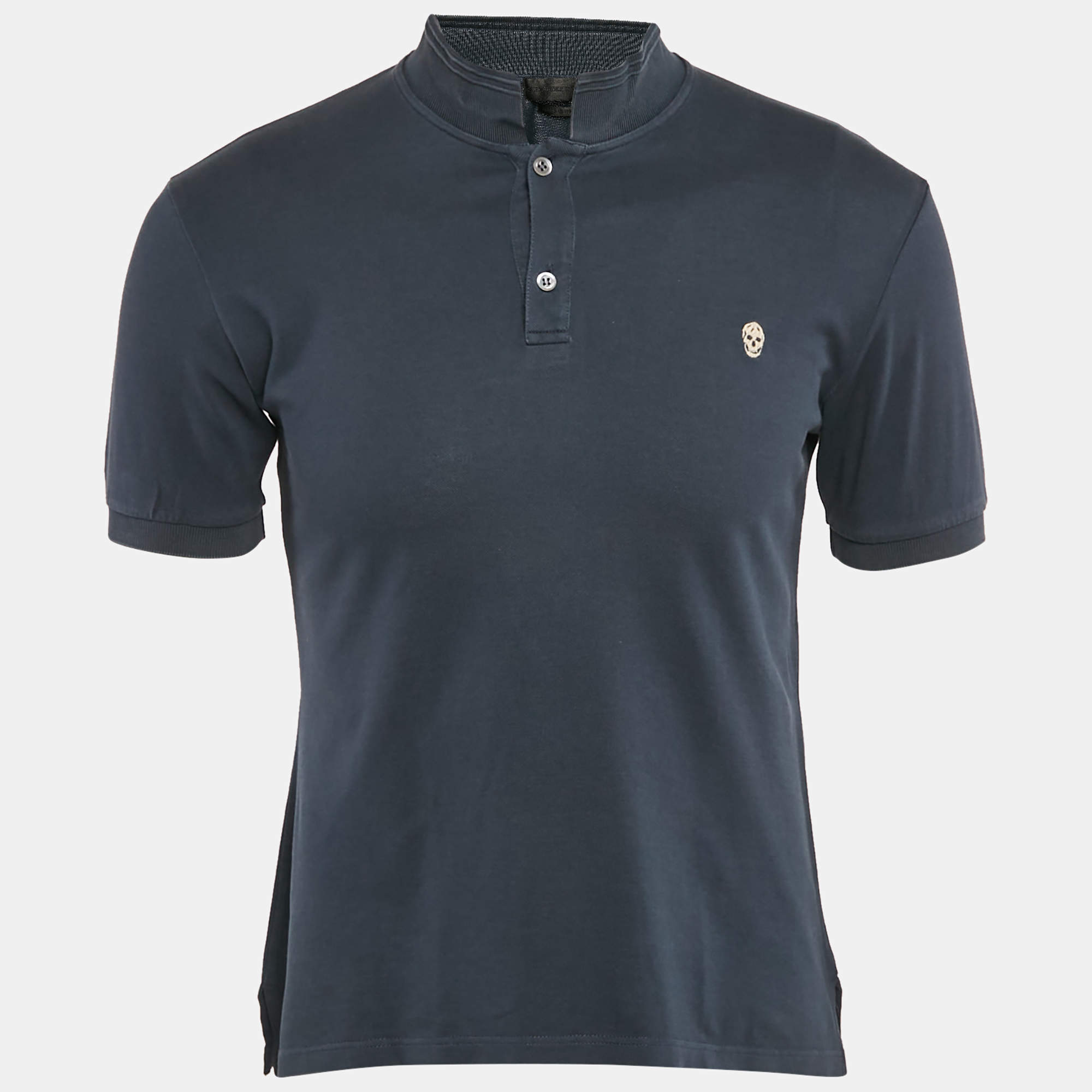 Alexander McQueen Grey Cotton Pique Polo T-Shirt S